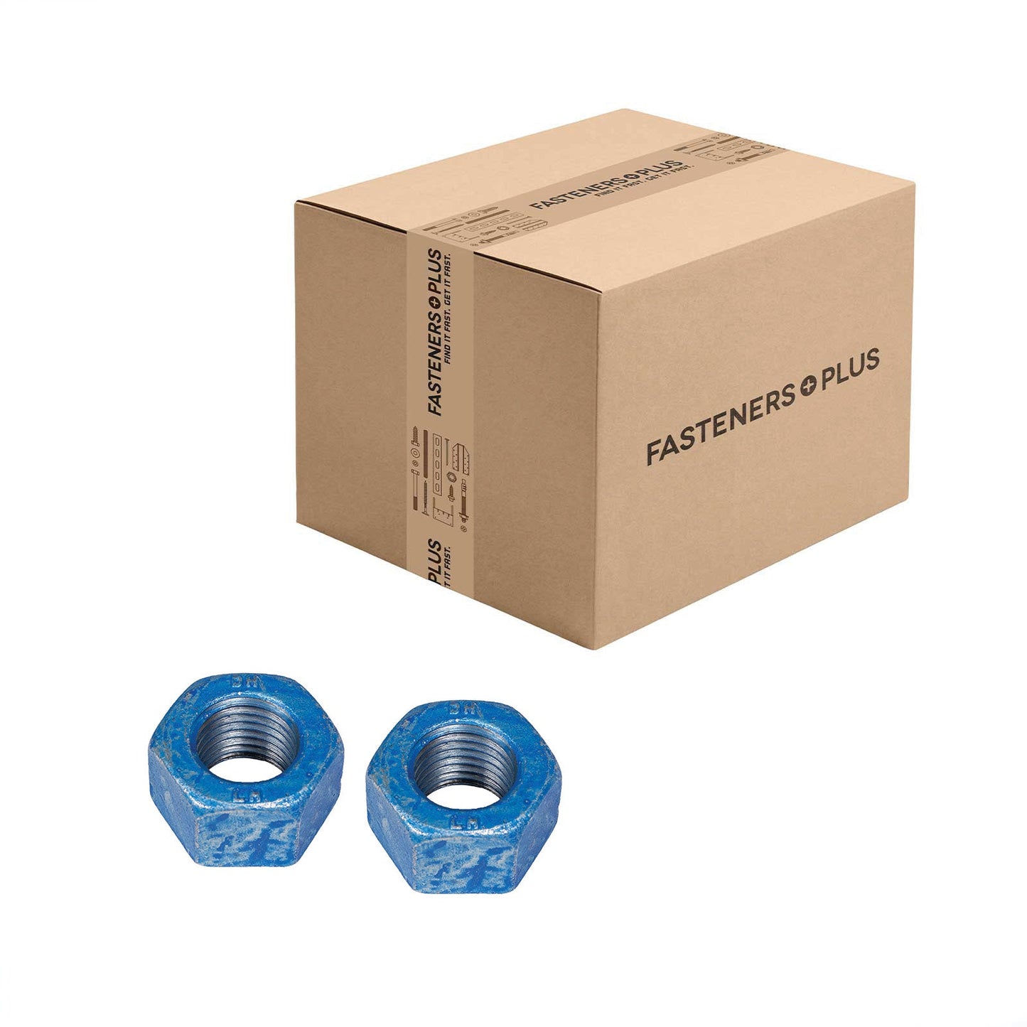 Conquest 1-1/4" A563 Grade DH Heavy Hex Nut - Hot Dip Galvanized, Wax, & Blue Dye, Qty. 50 - Carton