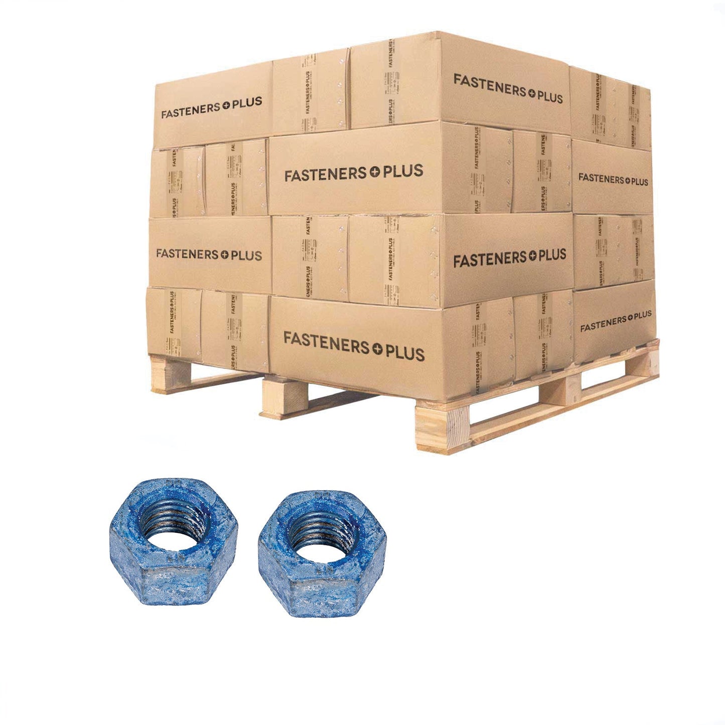 Conquest 1-1/8" A563 Grade DH Heavy Hex Nut - Hot Dip Galvanized, Wax, & Blue Dye, Qty. 3,150 - Pallet