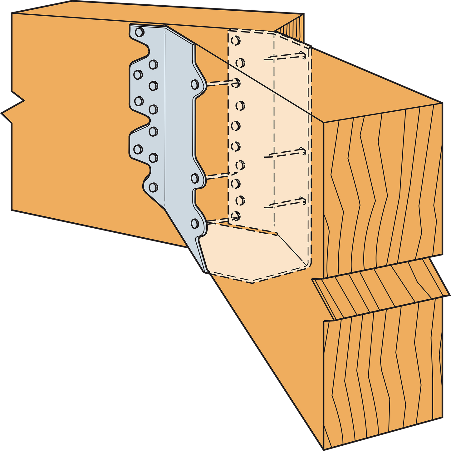 Simpson HSURC26-2 Double 2x6 Concealed Flange Joist Hanger Skewed Right - Galvanized, Made to Order Non-Returnable