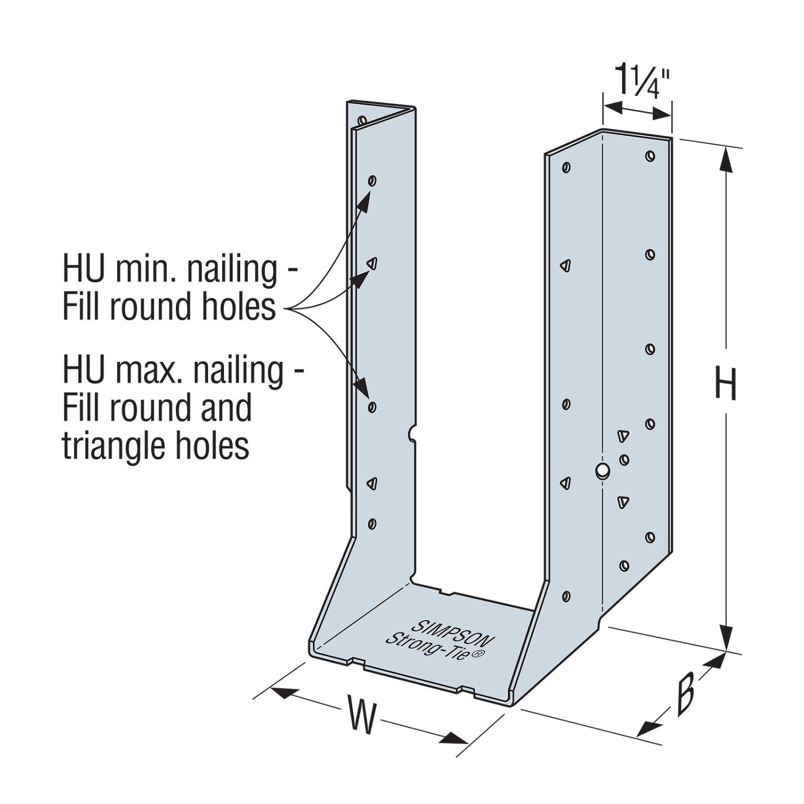 Simpson HU210-2 Double 2x10 Face Mount Joist Hanger illustration
