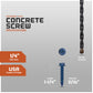 Concrete screw with specifications and drill bit included on a gray background