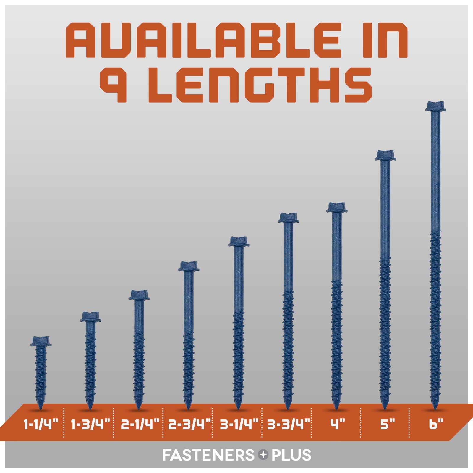 Available in 9 lengths