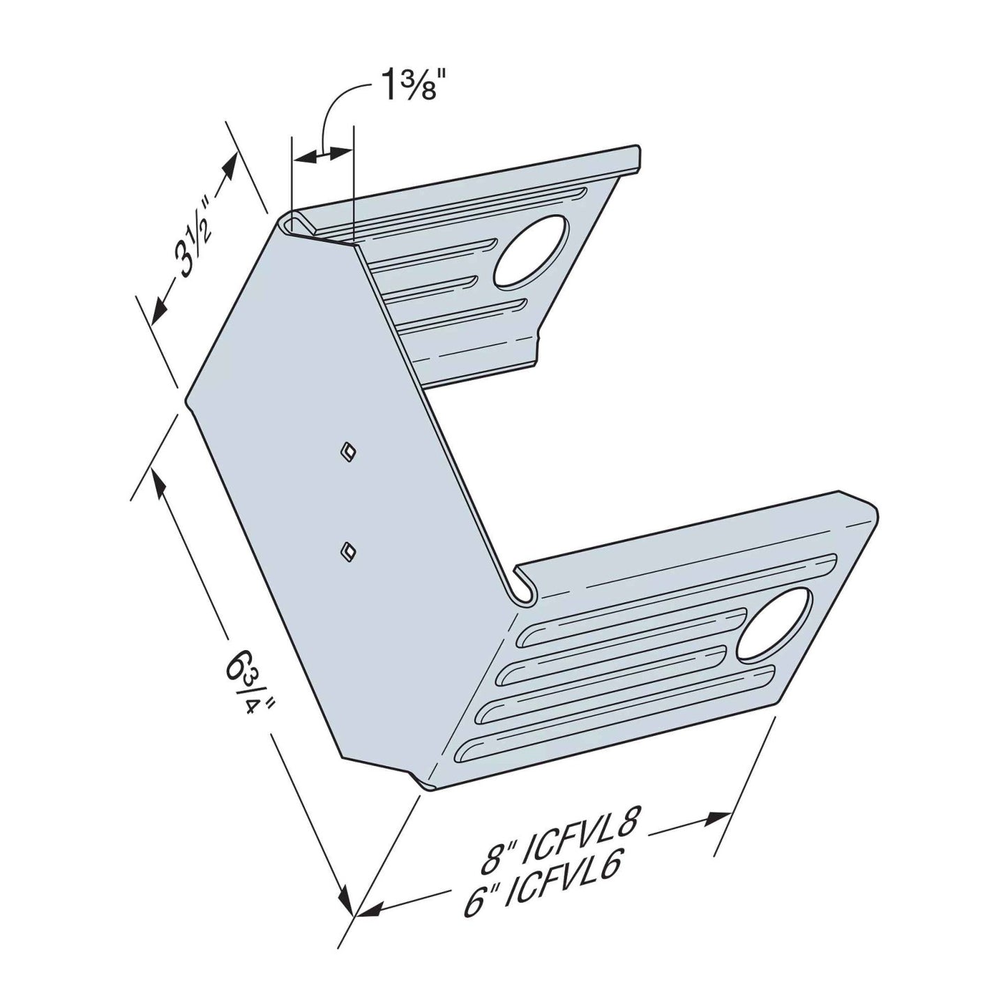 Simpson Strong-Tie 3 1/2" x 8" Zinc Galvanized Steel Ledger Connector