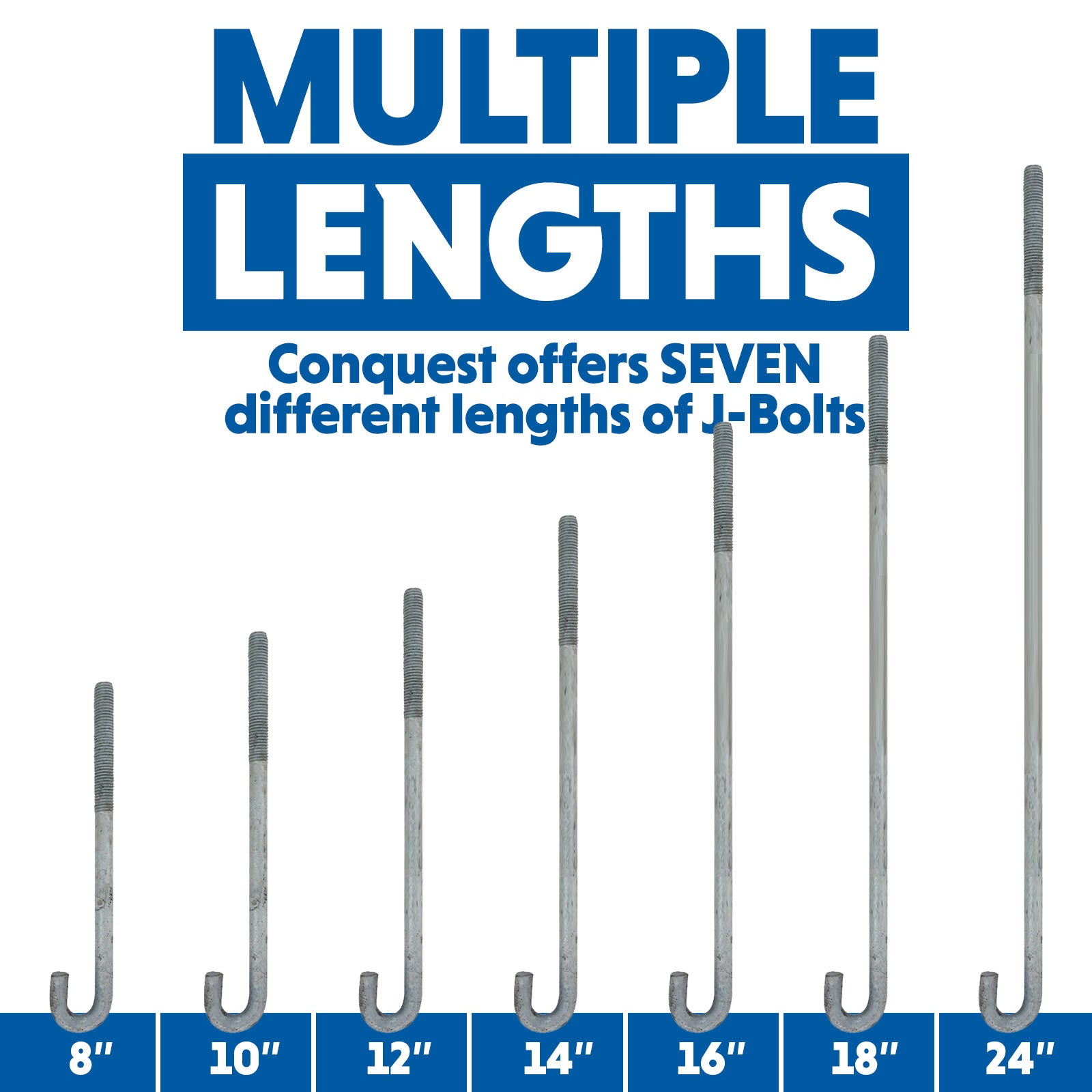 10-Pack Zinc Plated J-Bolt Anchors 1/4" X 4" – Complete With Nuts And Washers For Concrete, Wood & Outdoor Projects