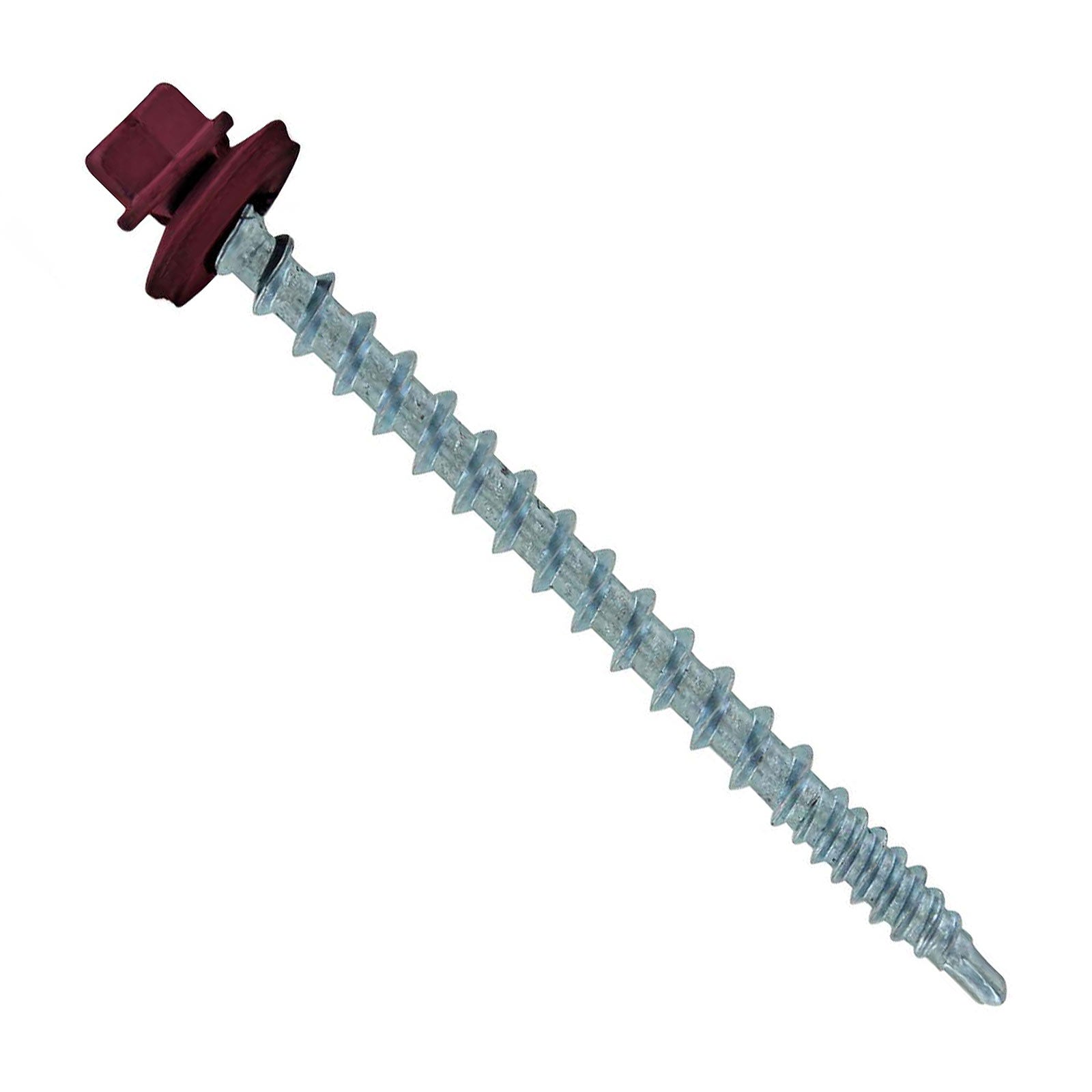 #10 X 212 inch Kwikseal Woodbinder Metal Roofing Screw Burgundy Pkg 250