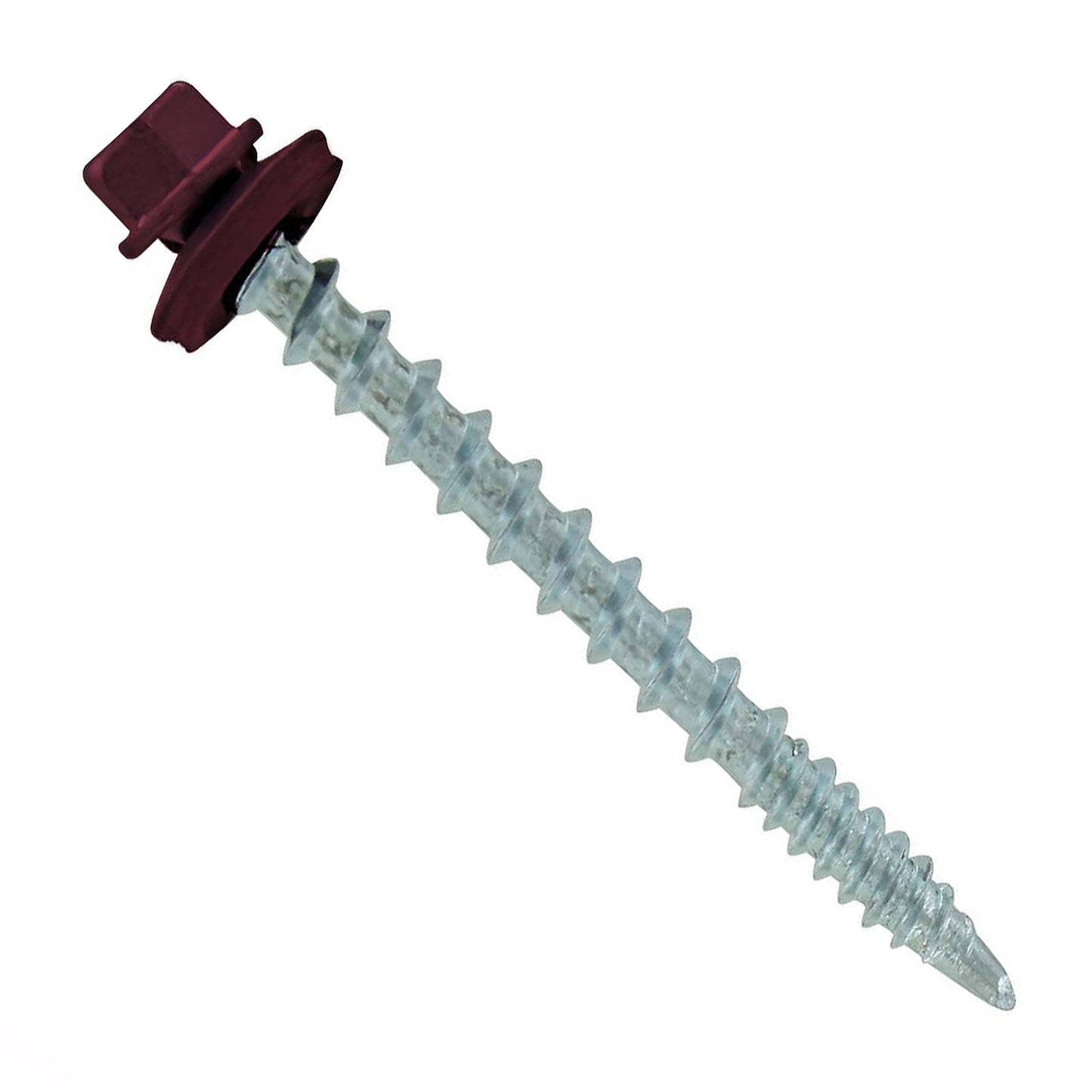 #10 X 2 inch Kwikseal Woodbinder Metal Roofing Screw Burgundy Pkg 250