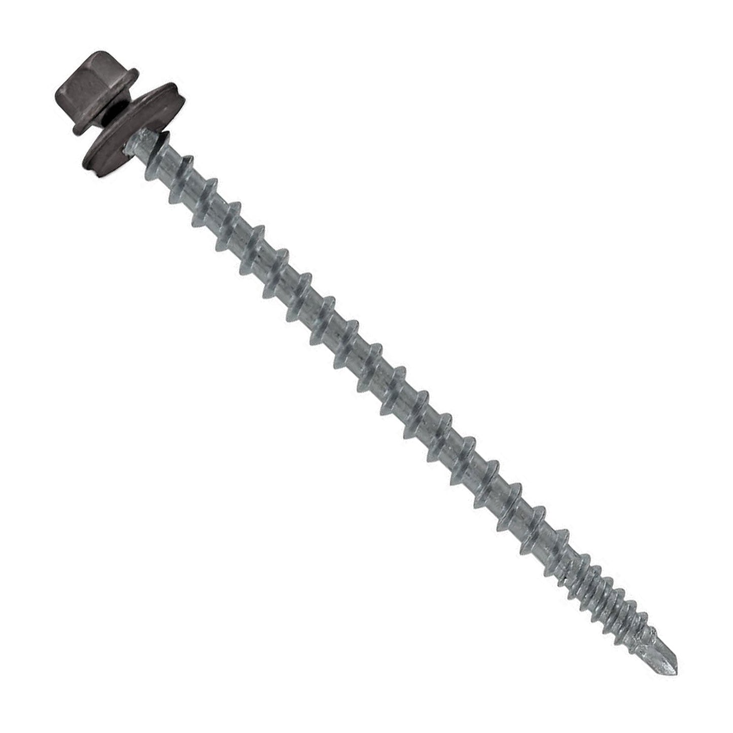 #10 x 3 inch Kwikseal Woodbinder Metal Roofing Screw Charcoal Gray Pkg 250