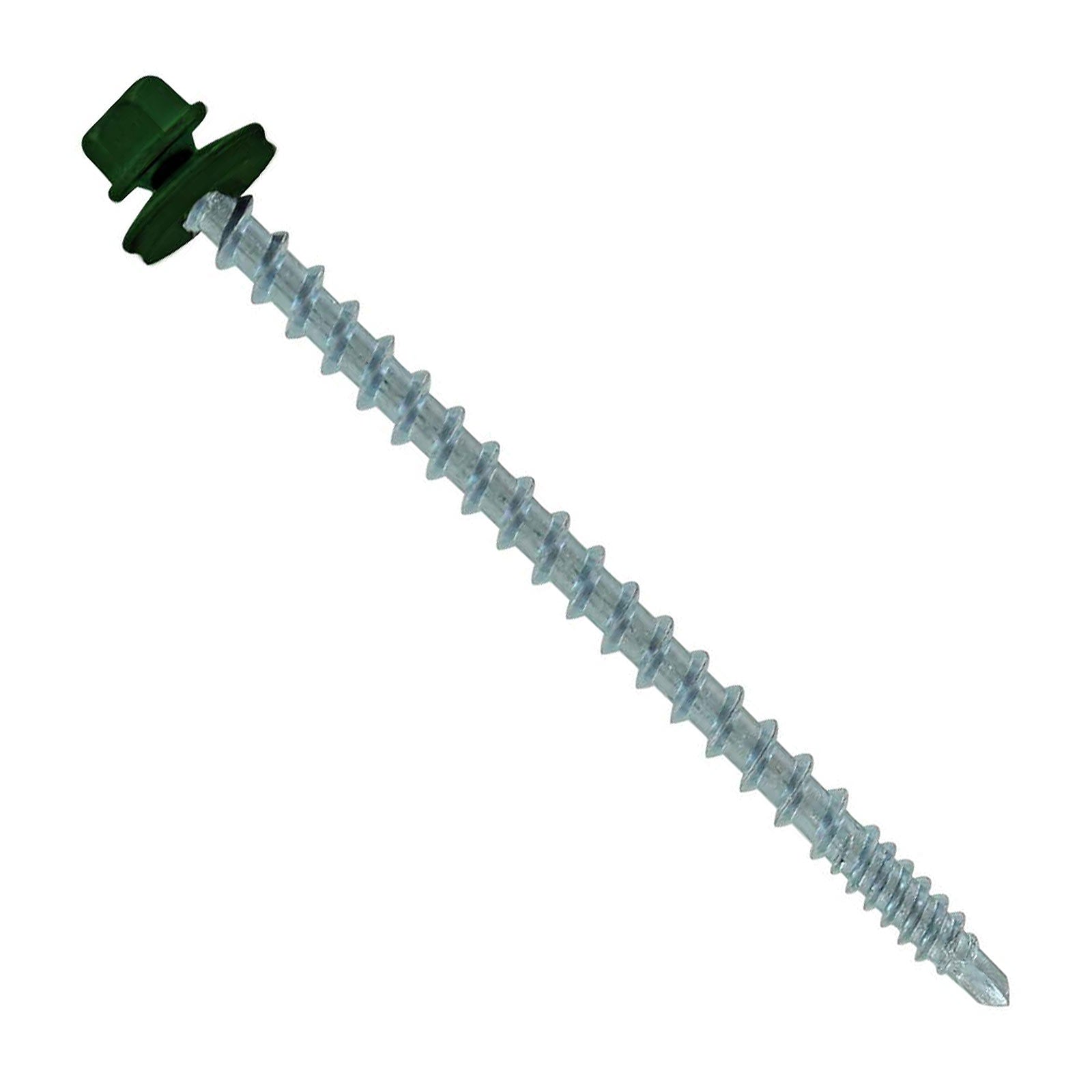#10 x 3 inch Kwikseal Woodbinder Metal Roofing Screw Forest Green Pkg 250