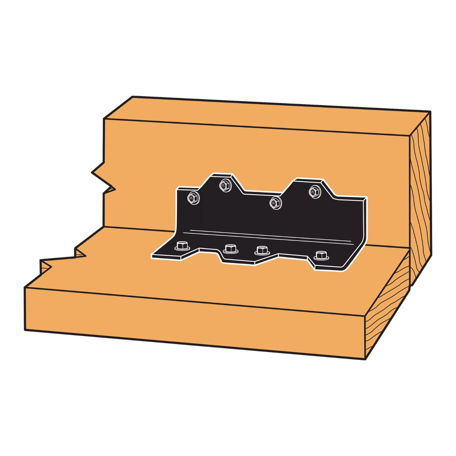 Simpson Strong-Tie L70PC 16 Gauge 7" Reinforcing L Angle - Black Powder Coat, ZMAX Installation Illustration