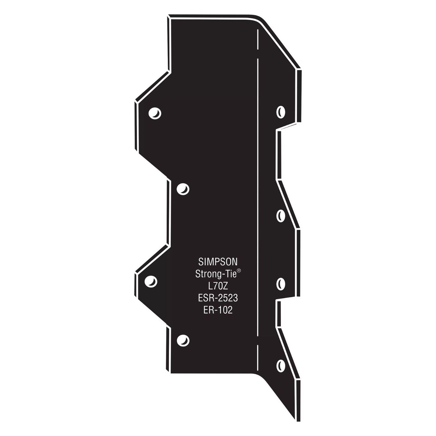 Simpson Strong-Tie L70PC 16 Gauge 7" Reinforcing L Angle - Black Powder Coat, ZMAX Specification