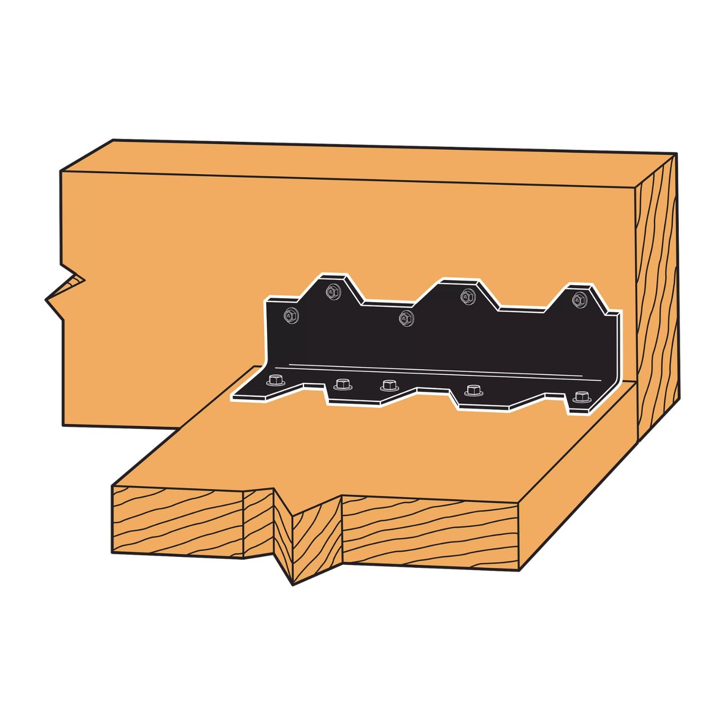 Simpson Strong-Tie L90PC 16 Gauge 9" Reinforcing L Angle - Black Powder Coat, ZMAX Installation Illustration
