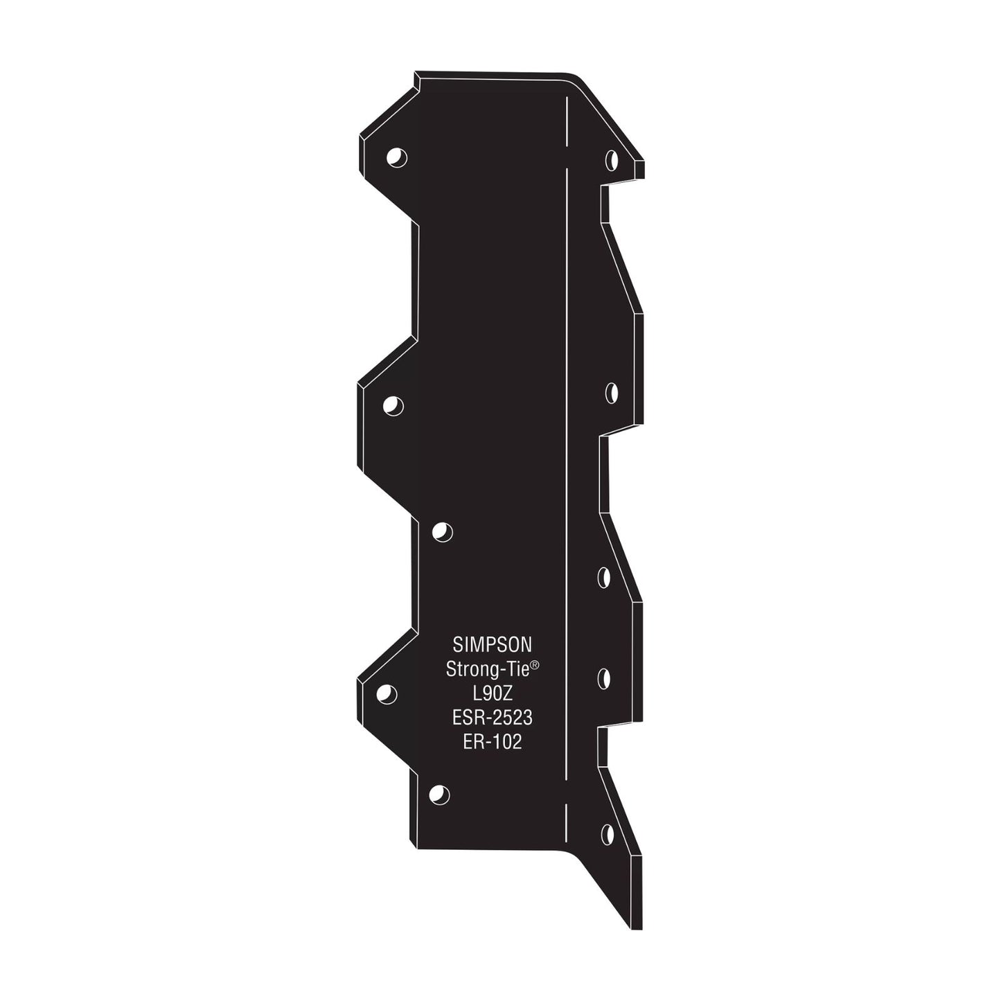 Simpson Strong-Tie L90PC 16 Gauge 9" Reinforcing L Angle - Black Powder Coat, ZMAX Specification 