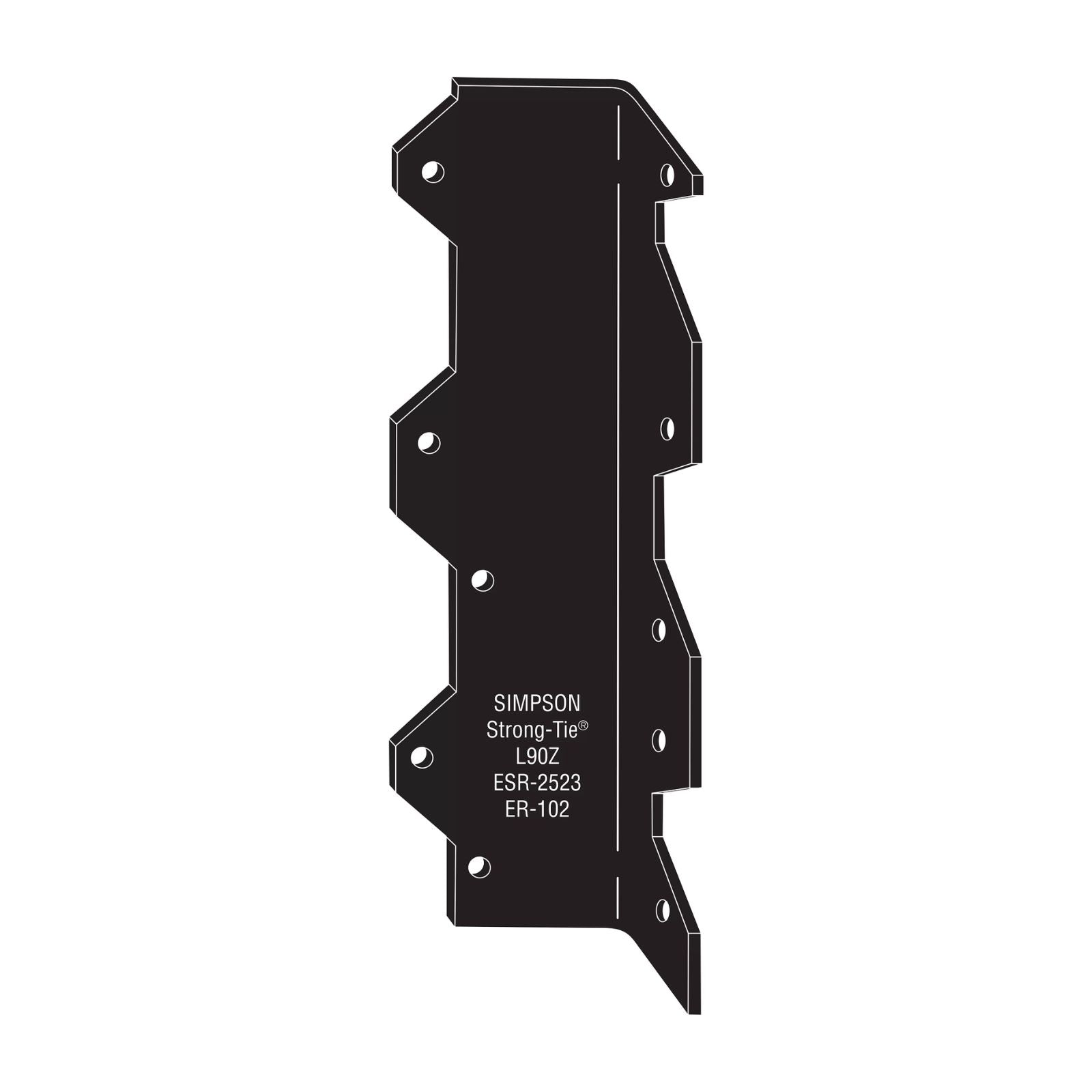 Simpson Strong-Tie L90PC 16 Gauge 9" Reinforcing L Angle - Black Powder Coat, ZMAX Specification 