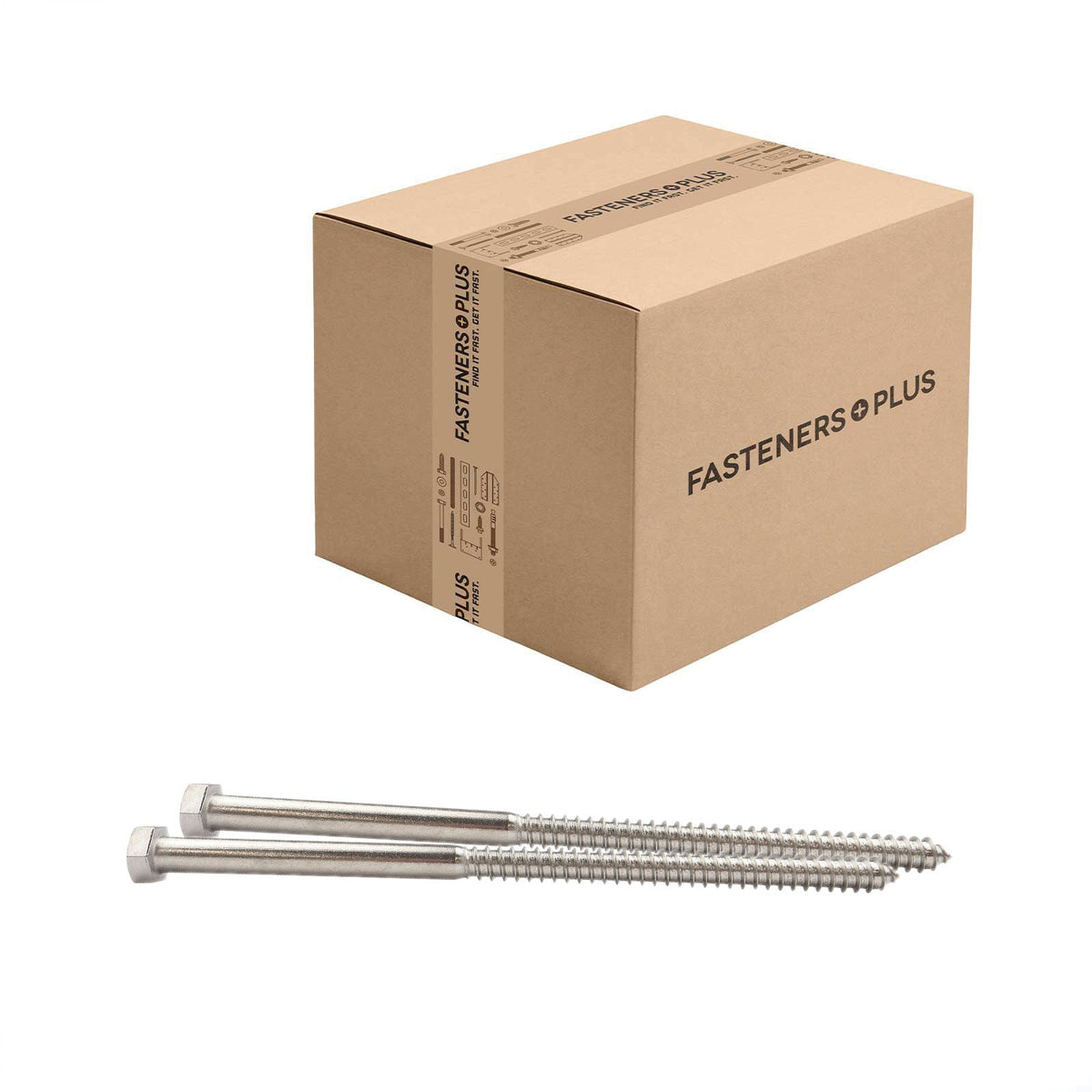 Conquest 1/2" x 10" Lag Bolt for Wood, Hex Head - 18-8 Stainless Steel, Qty. 50 - Carton