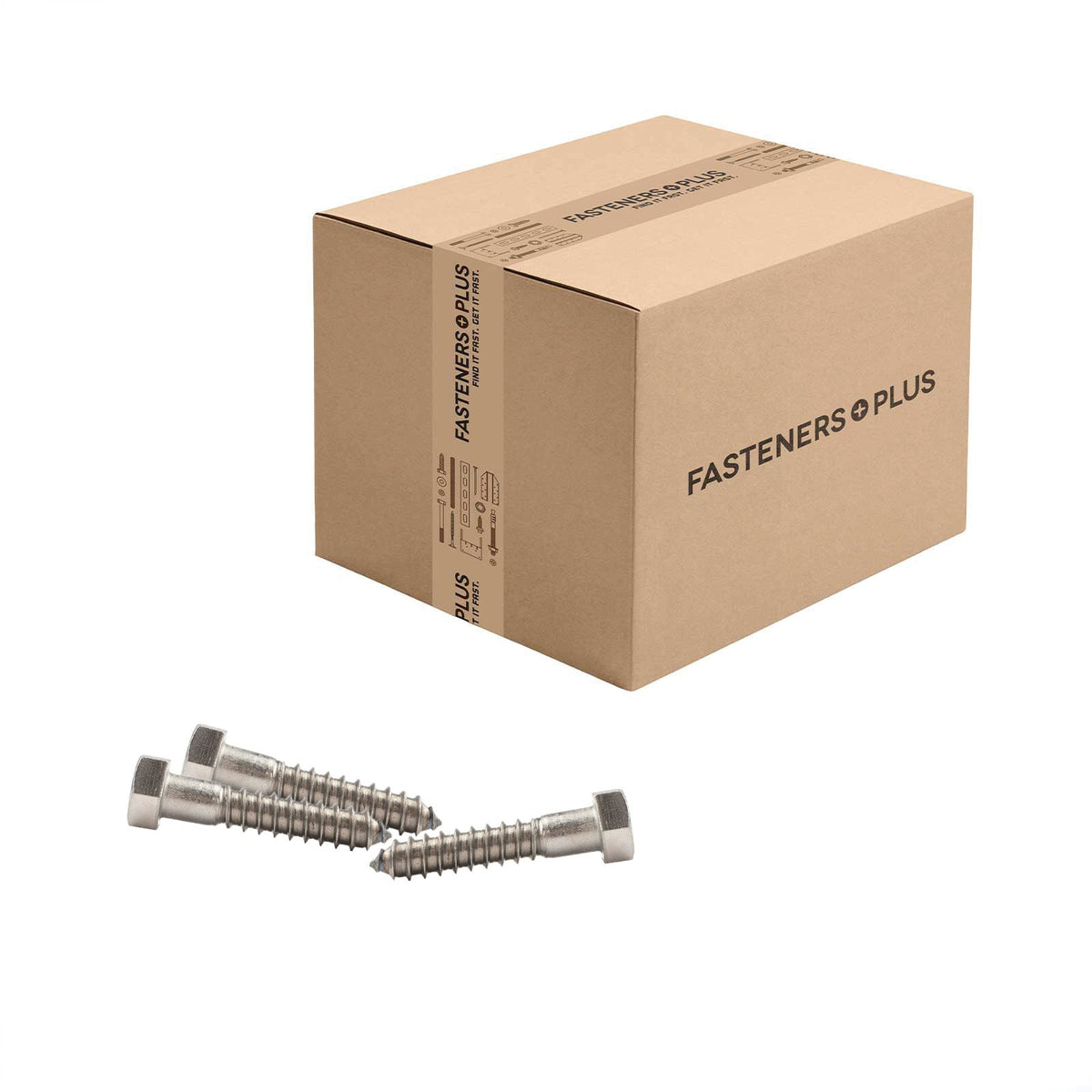Conquest 1/2" x 2-1/2" Lag Bolt for Wood, Hex Head - 18-8 Stainless Steel, Qty. 200 - Carton