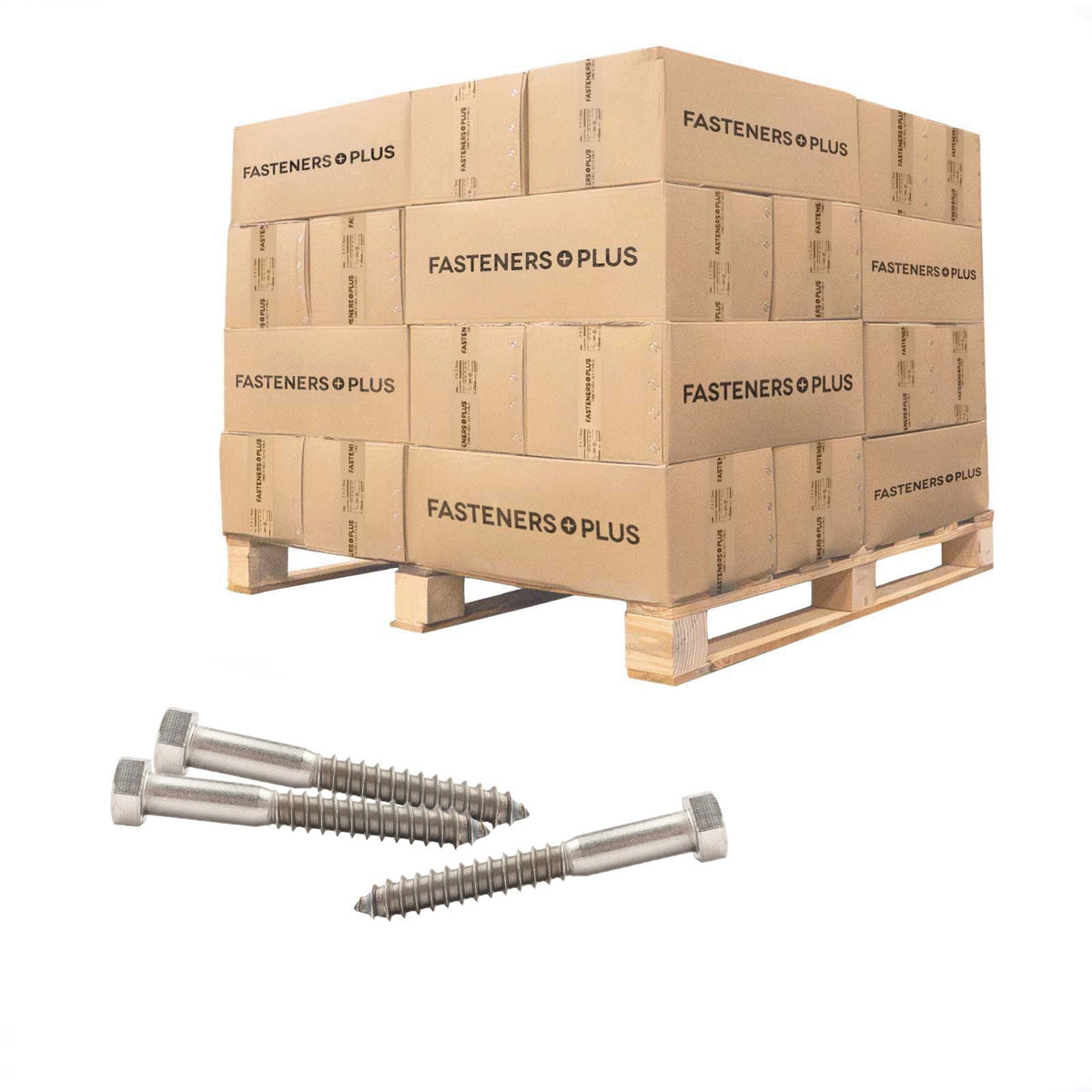 Conquest 1/2" x 4" Lag Bolt for Wood, Hex Head - 18-8 Stainless Steel, Qty. 6,750 - Pallet