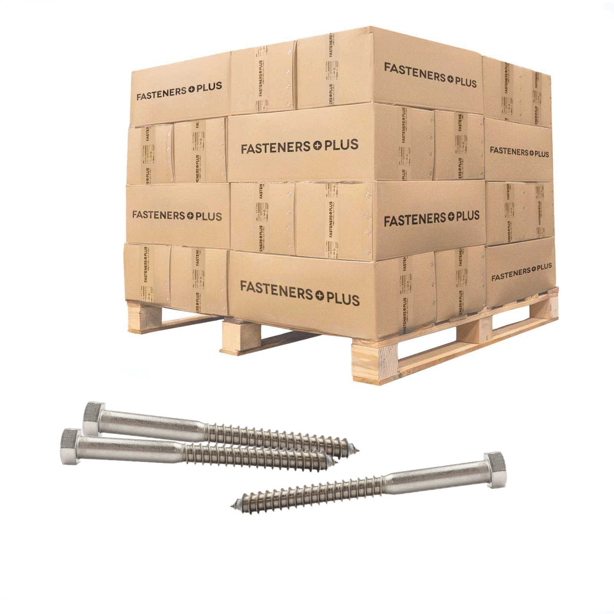 Conquest 1/2" x 5-1/2" Lag Bolt for Wood, Hex Head - 18-8 Stainless Steel, Qty. 6,750 - Pallet