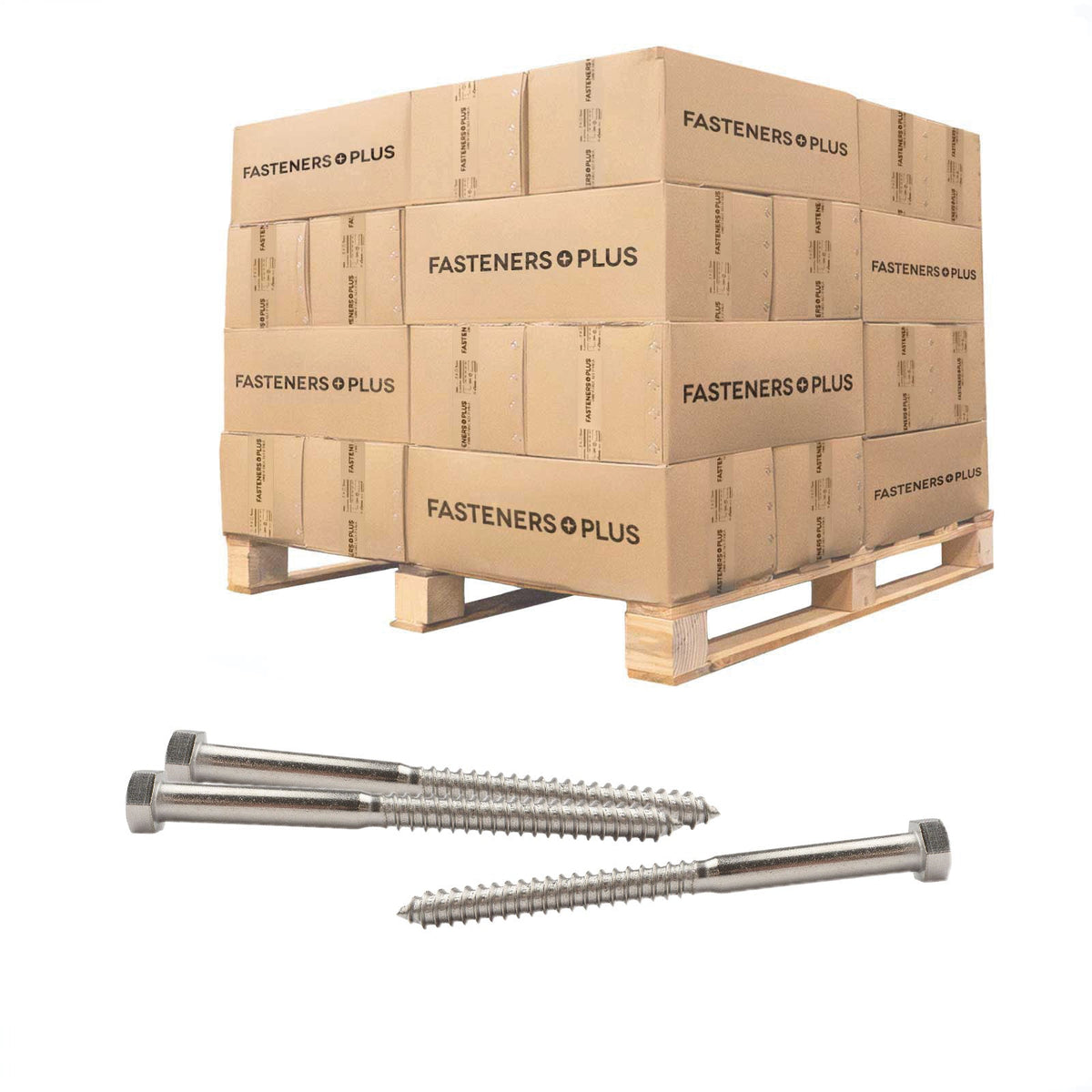 Conquest 1/2" x 6-1/2" Lag Bolt for Wood, Hex Head - 18-8 Stainless Steel, Qty. 3,375 - Pallet