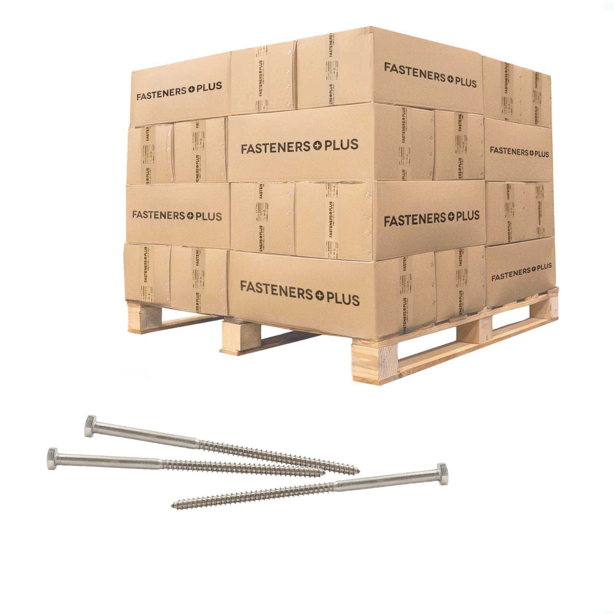 Conquest 1/4" x 5-1/2" Lag Bolt for Wood, Hex Head - 18-8 Stainless Steel, Qty. 18,000 - Pallet
