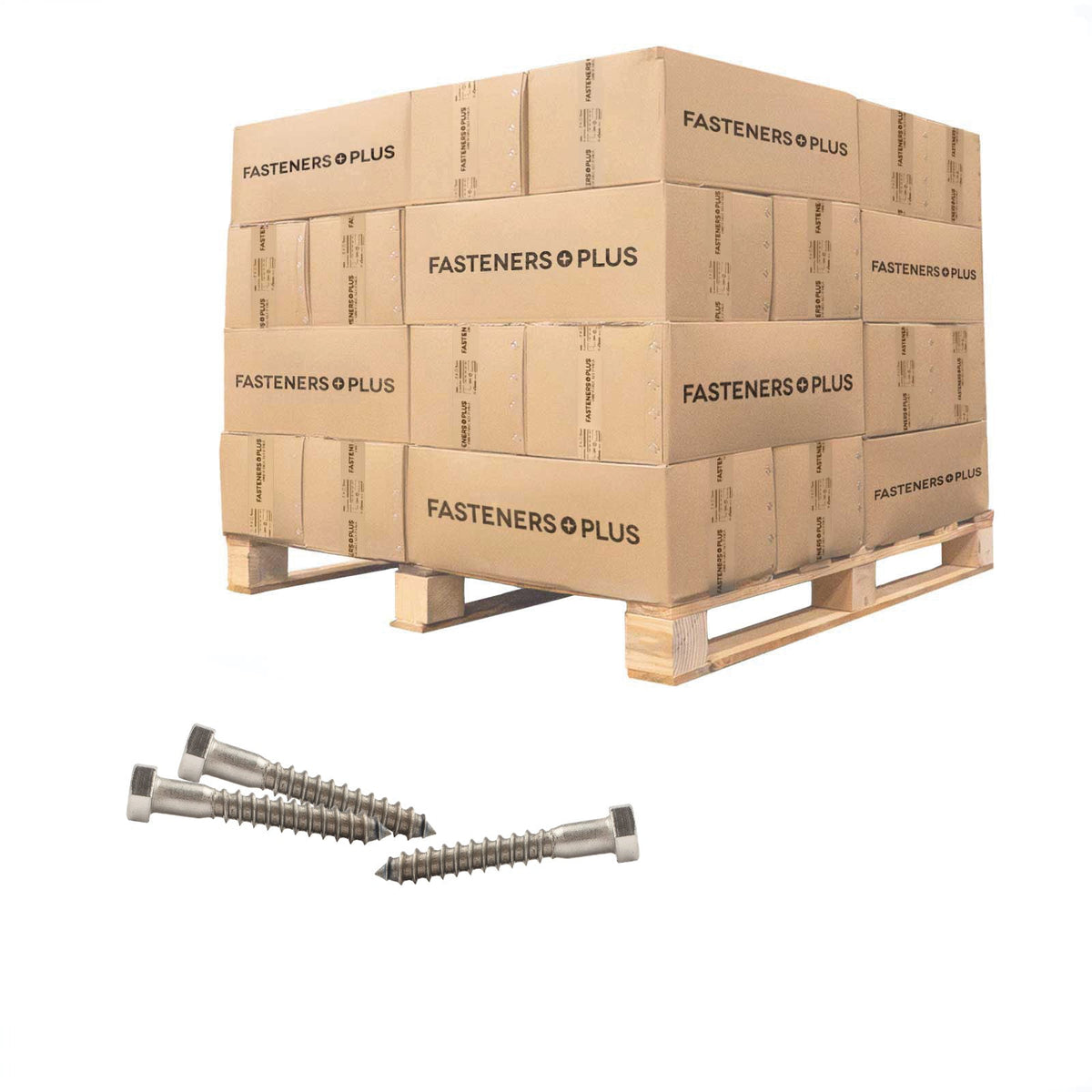 Conquest 3/8" x 2-1/2" Lag Bolt for Wood, Hex Head - 18-8 Stainless Steel, Qty. 18,000 - Pallet