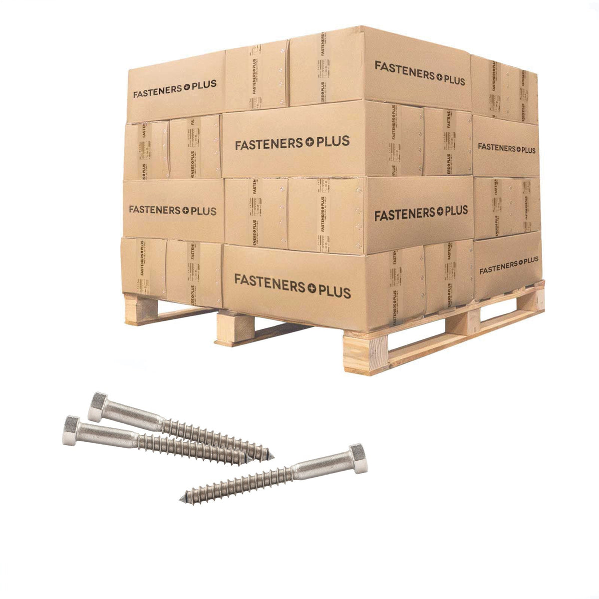 Conquest 3/8" x 3-1/2" Lag Bolt for Wood, Hex Head - 18-8 Stainless Steel, Qty. 13,500 - Pallet
