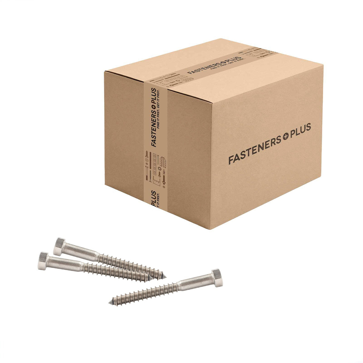 Conquest 3/8" x 3-1/2" Lag Bolt for Wood, Hex Head - 18-8 Stainless Steel, Qty. 300 - Carton