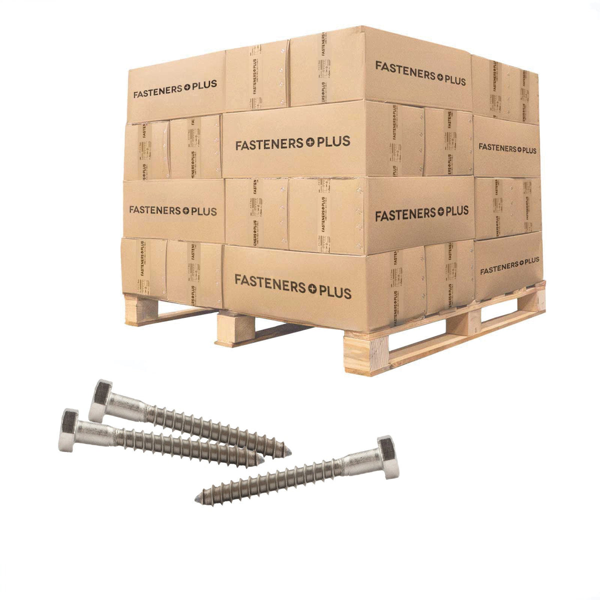 Conquest 3/8" x 4" Lag Bolt for Wood, Hex Head - 18-8 Stainless Steel, Qty. 11,250 - Pallet