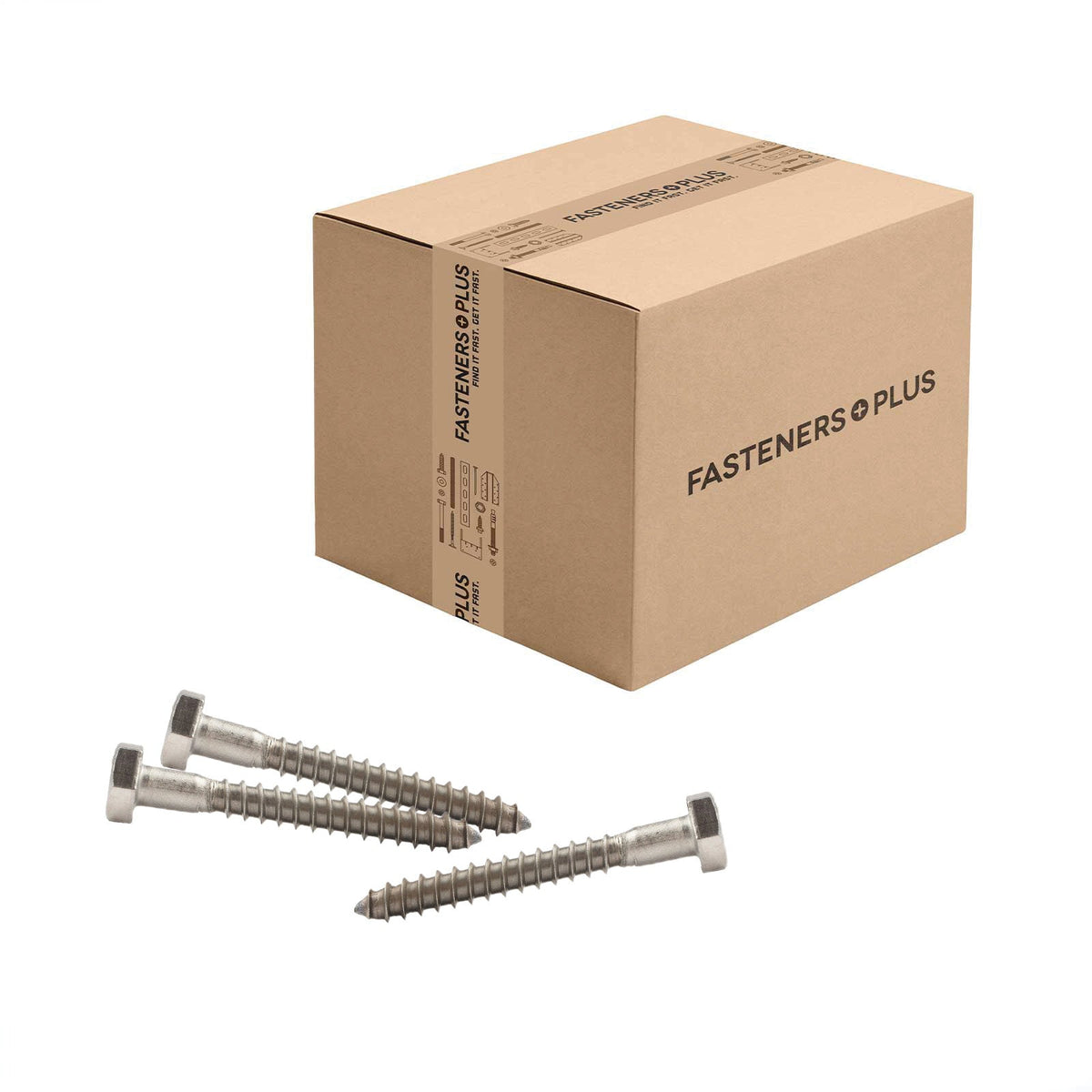 Conquest 3/8" x 4" Lag Bolt for Wood, Hex Head - 18-8 Stainless Steel, Qty. 250 - Carton