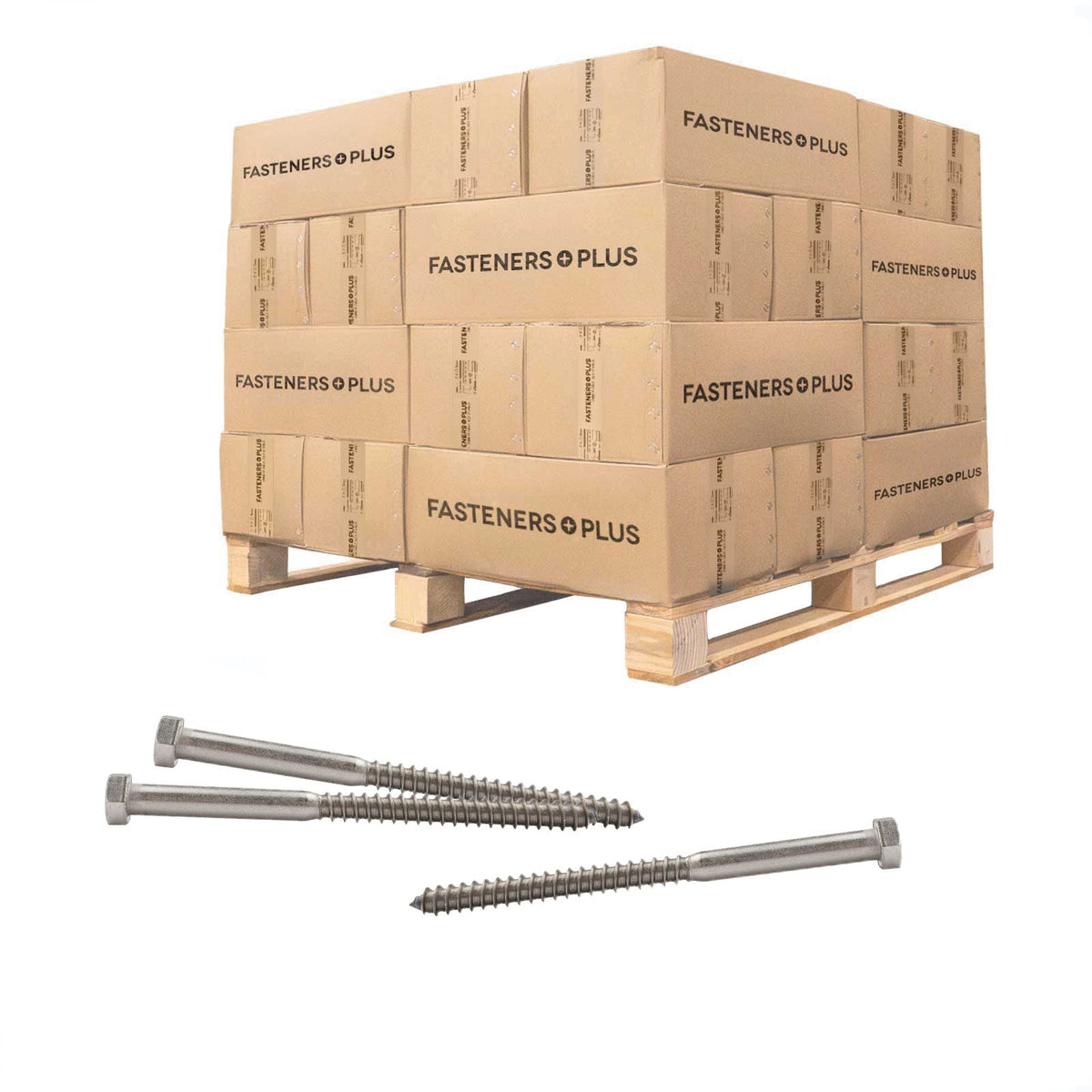 Conquest 3/8" x 5-1/2" Lag Bolt for Wood, Hex Head - 18-8 Stainless Steel, Qty. 9,000 - Pallet