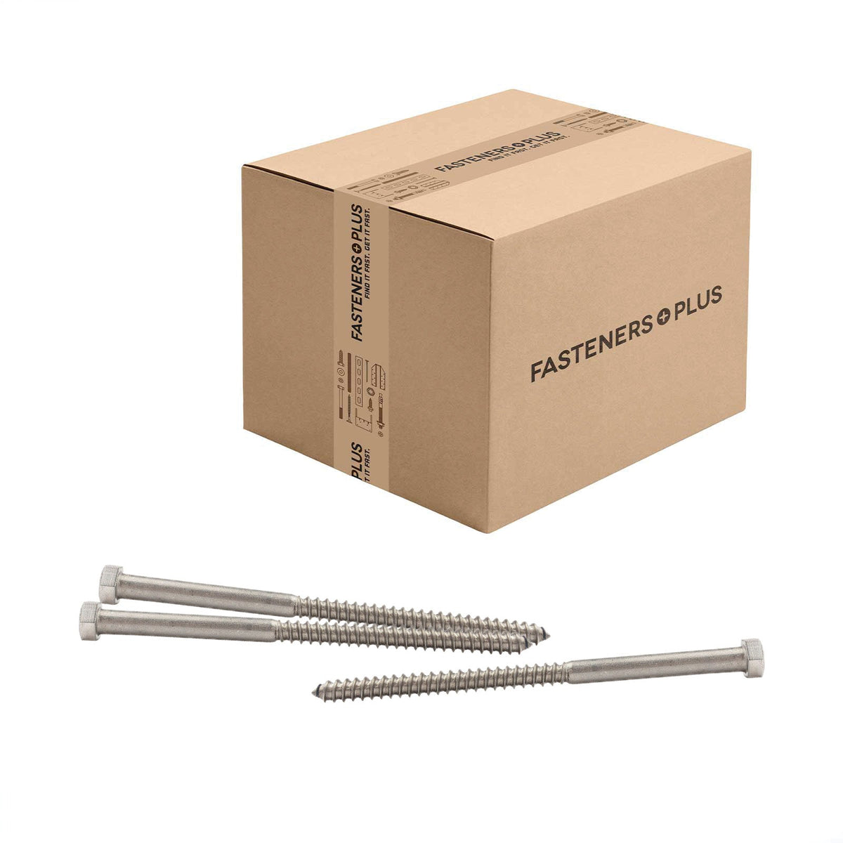 Conquest 3/8" x 6-1/2" Lag Bolt for Wood, Hex Head - 18-8 Stainless Steel, Qty. 150 - Carton