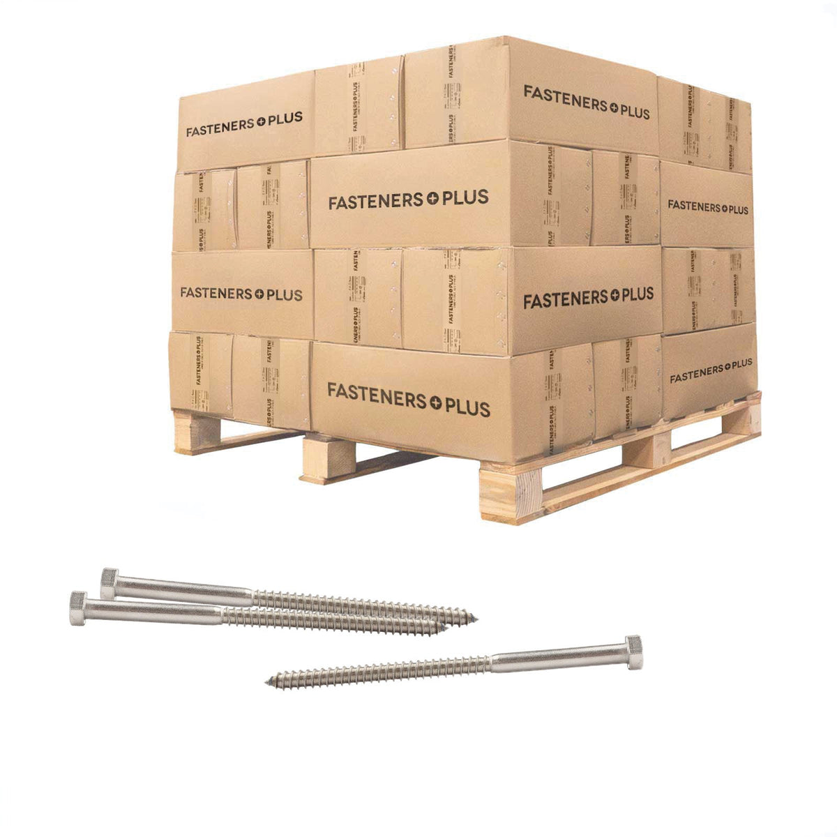 Conquest 5/16" x 5-1/2" Lag Bolt for Wood, Hex Head - 18-8 Stainless Steel, Qty. 11,250 - Pallet