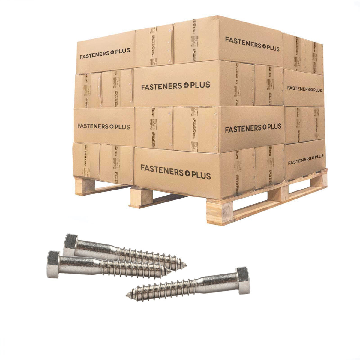 Conquest 5/8" x 4" Lag Bolt for Wood, Hex Head - 18-8 Stainless Steel, Qty. 3,375 - Pallet