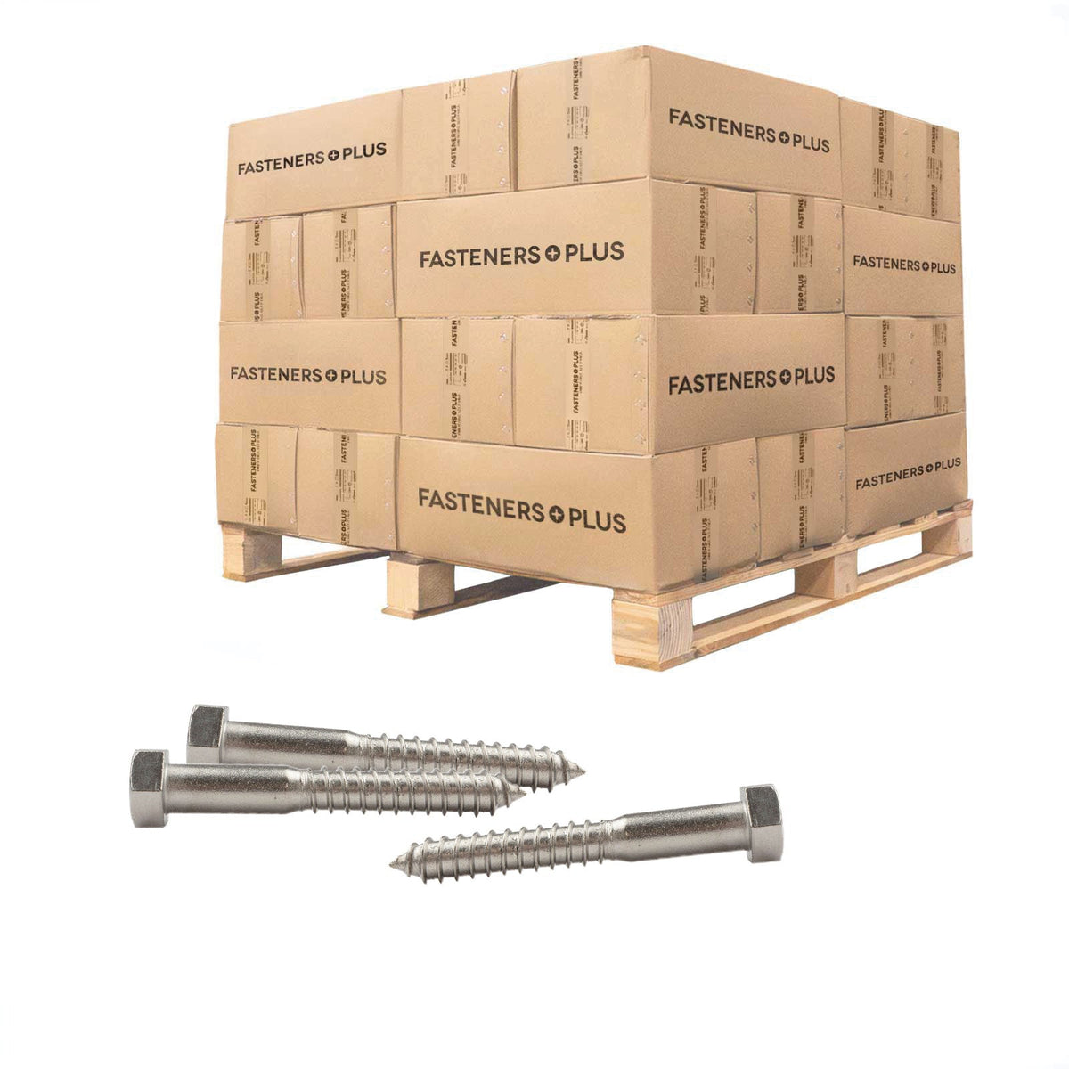 Conquest 5/8" x 4-1/2" Lag Bolt for Wood, Hex Head - 18-8 Stainless Steel, Qty. 3,375 - Pallet