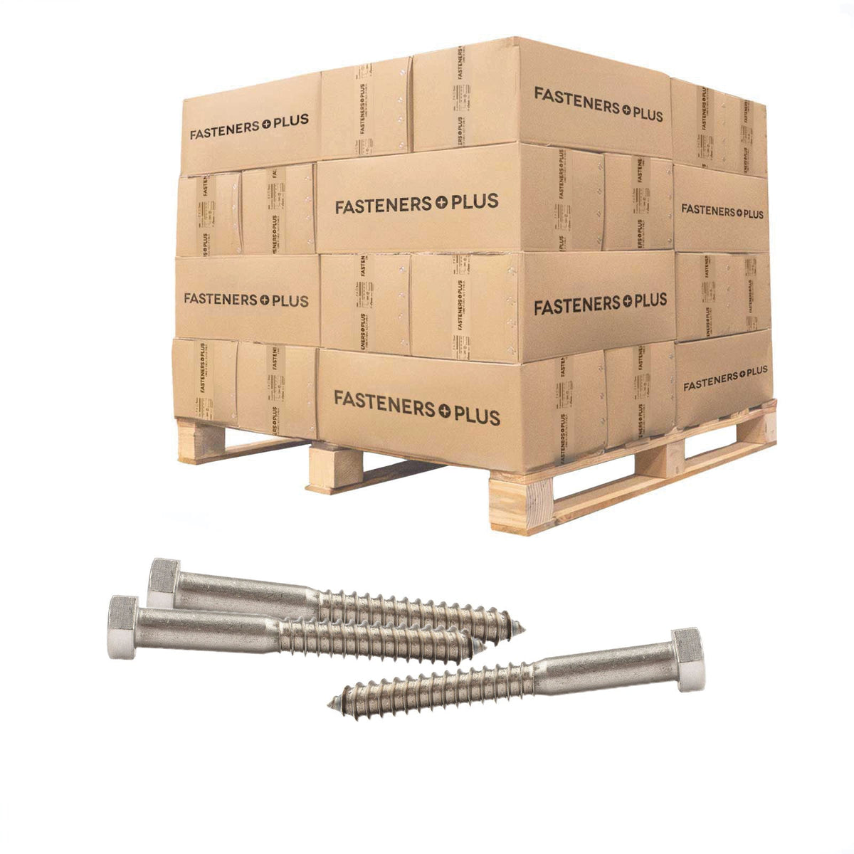 Conquest 5/8" x 5-1/2" Lag Bolt for Wood, Hex Head - 18-8 Stainless Steel, Qty. 2,250 - Pallet