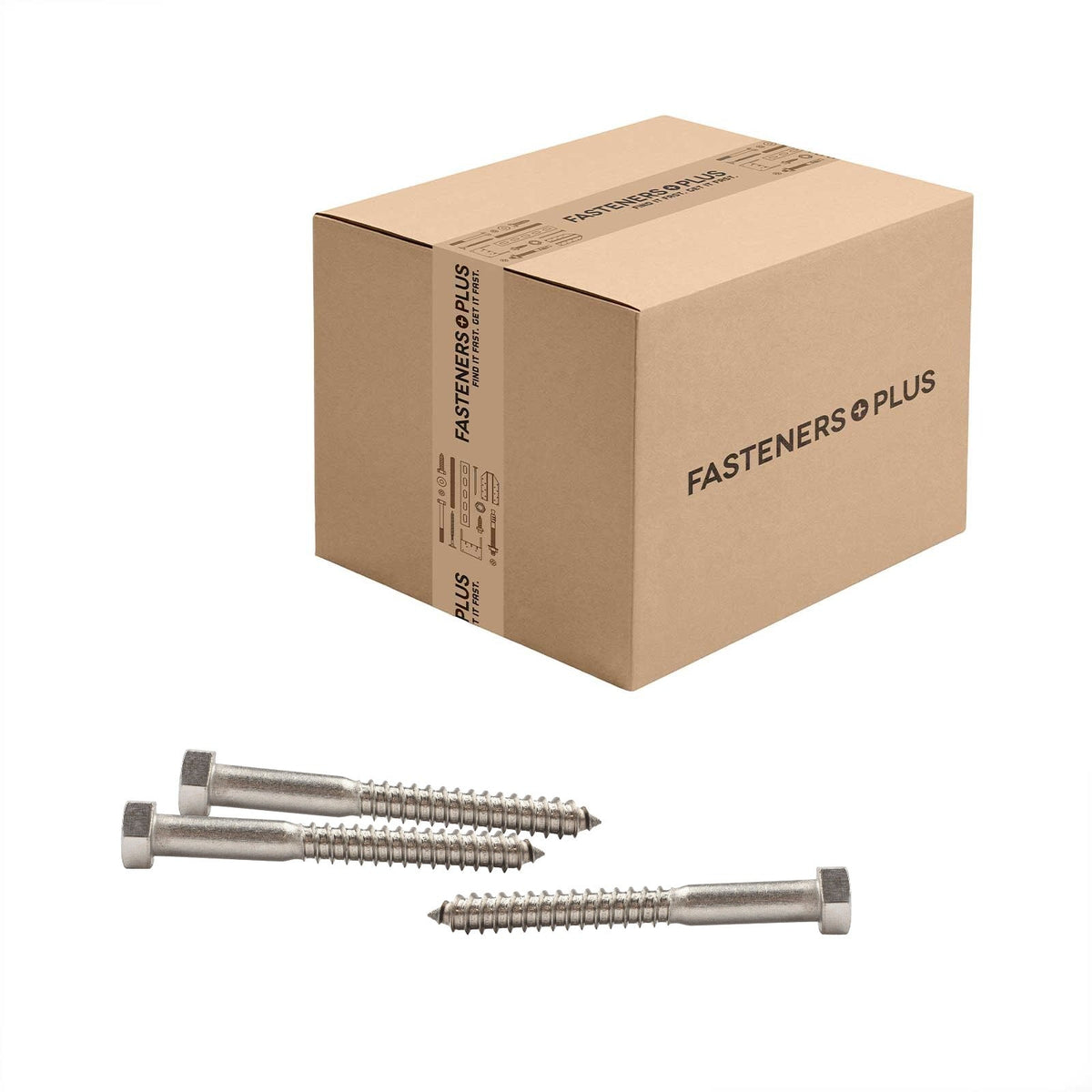 Conquest 1/2" x 4-1/2" Lag Bolt for Wood, Hex Head - 316 Stainless Steel - Carton of 100