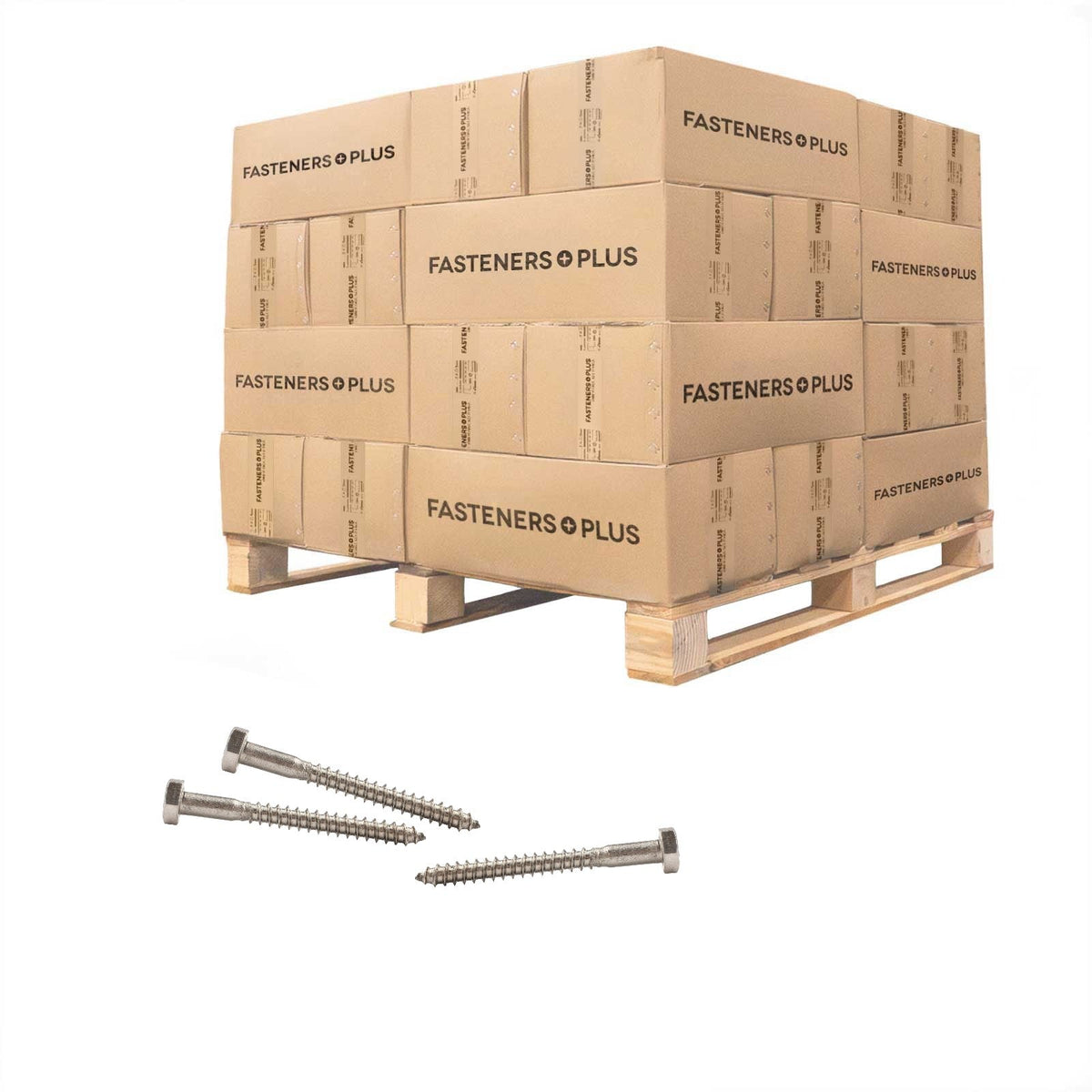 Conquest 1/4" x 2-1/2" Lag Bolt for Wood, Hex Head - 316 Stainless Steel - Pallet of 45,000