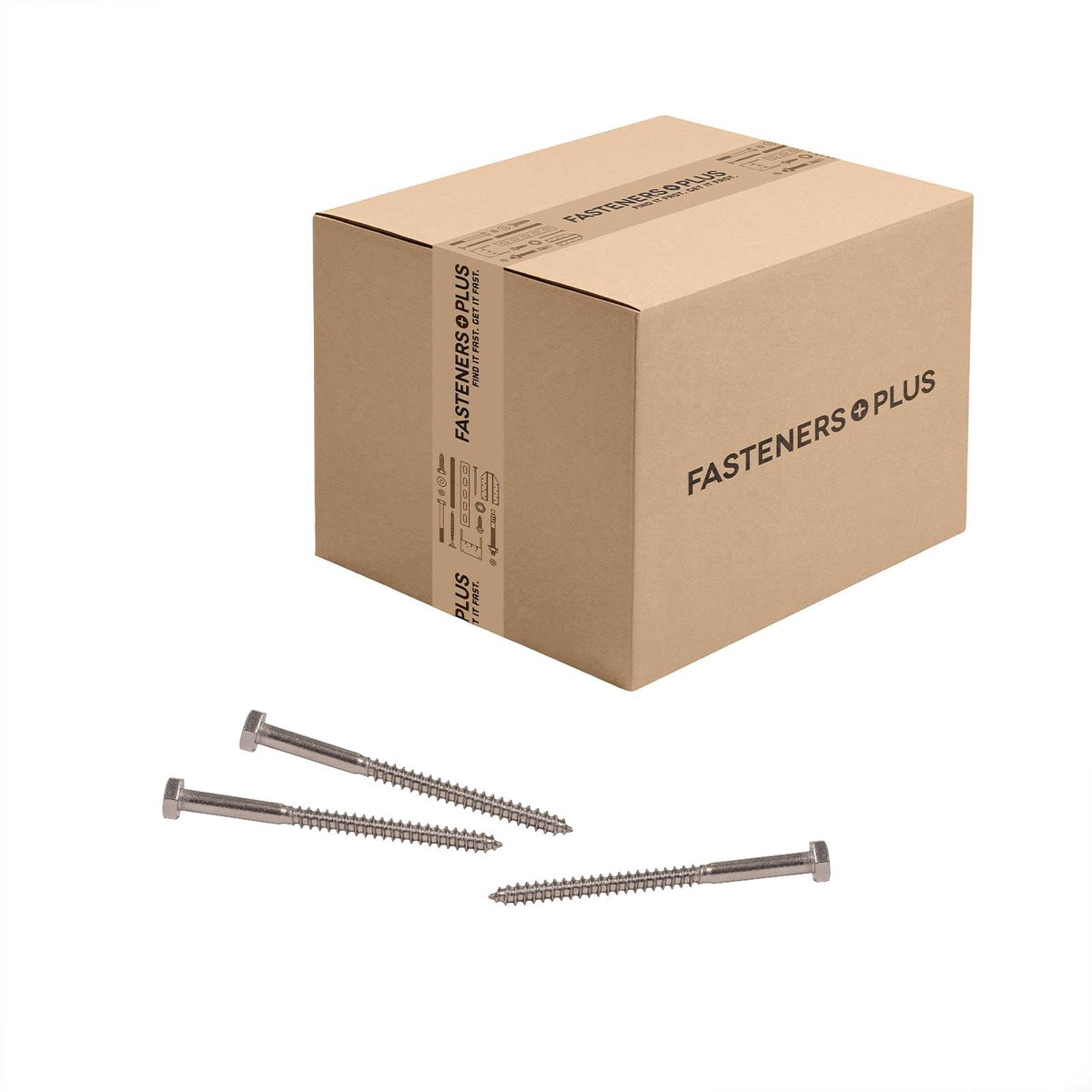 Conquest 1/4" x 3-1/2" Lag Bolt for Wood, Hex Head - 316 Stainless Steel - Carton of 600
