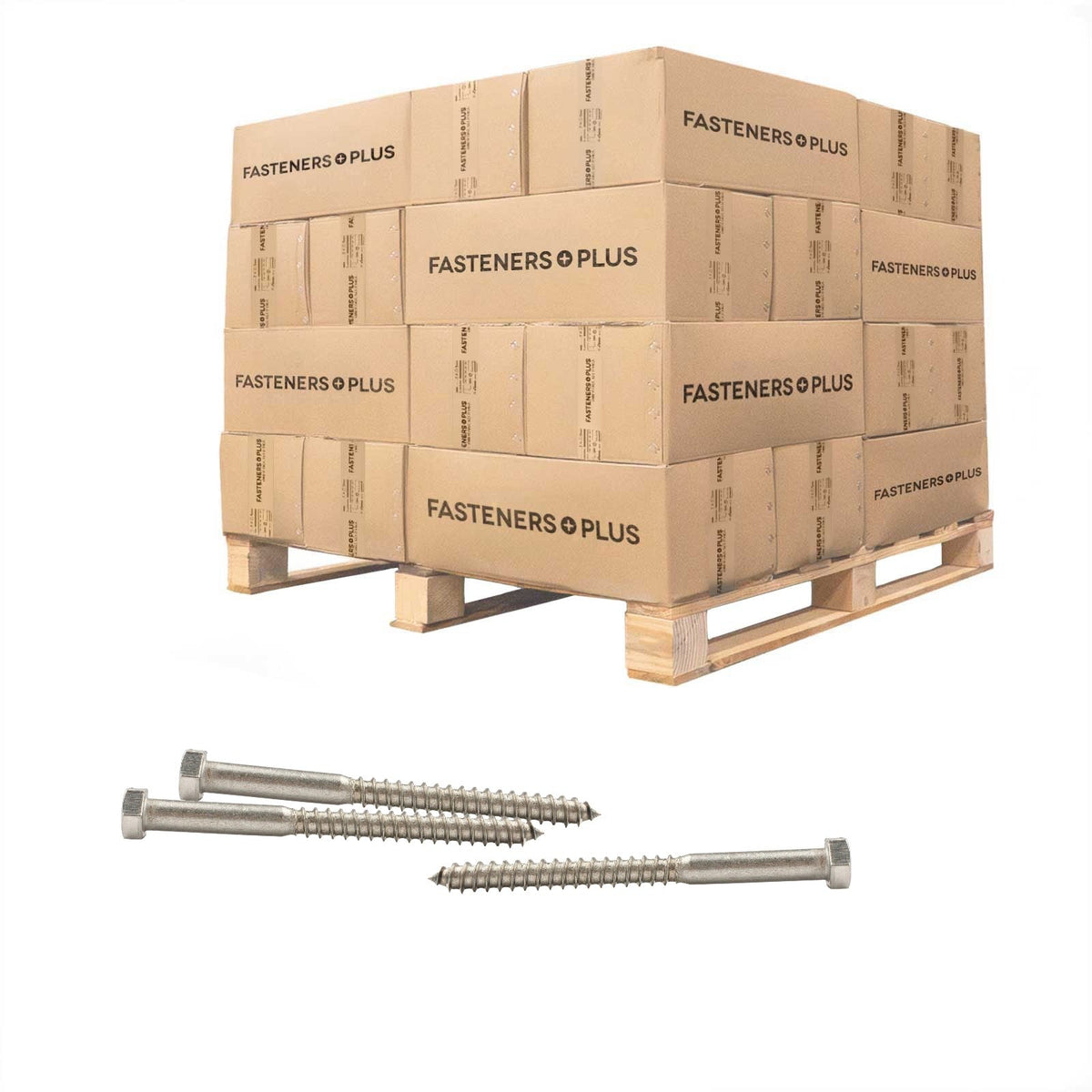 Conquest 3/8" x 4-1/2" Lag Bolt for Wood, Hex Head - 316 Stainless Steel - Pallet of 9,000