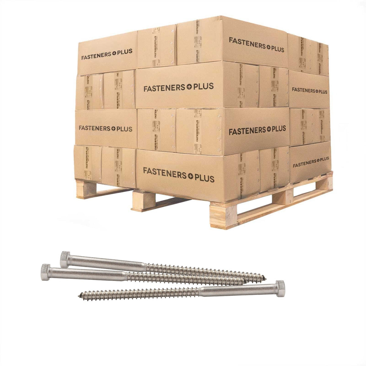 Conquest 3/8" x 7" Lag Bolt for Wood, Hex Head - 316 Stainless Steel - Pallet of 6,750