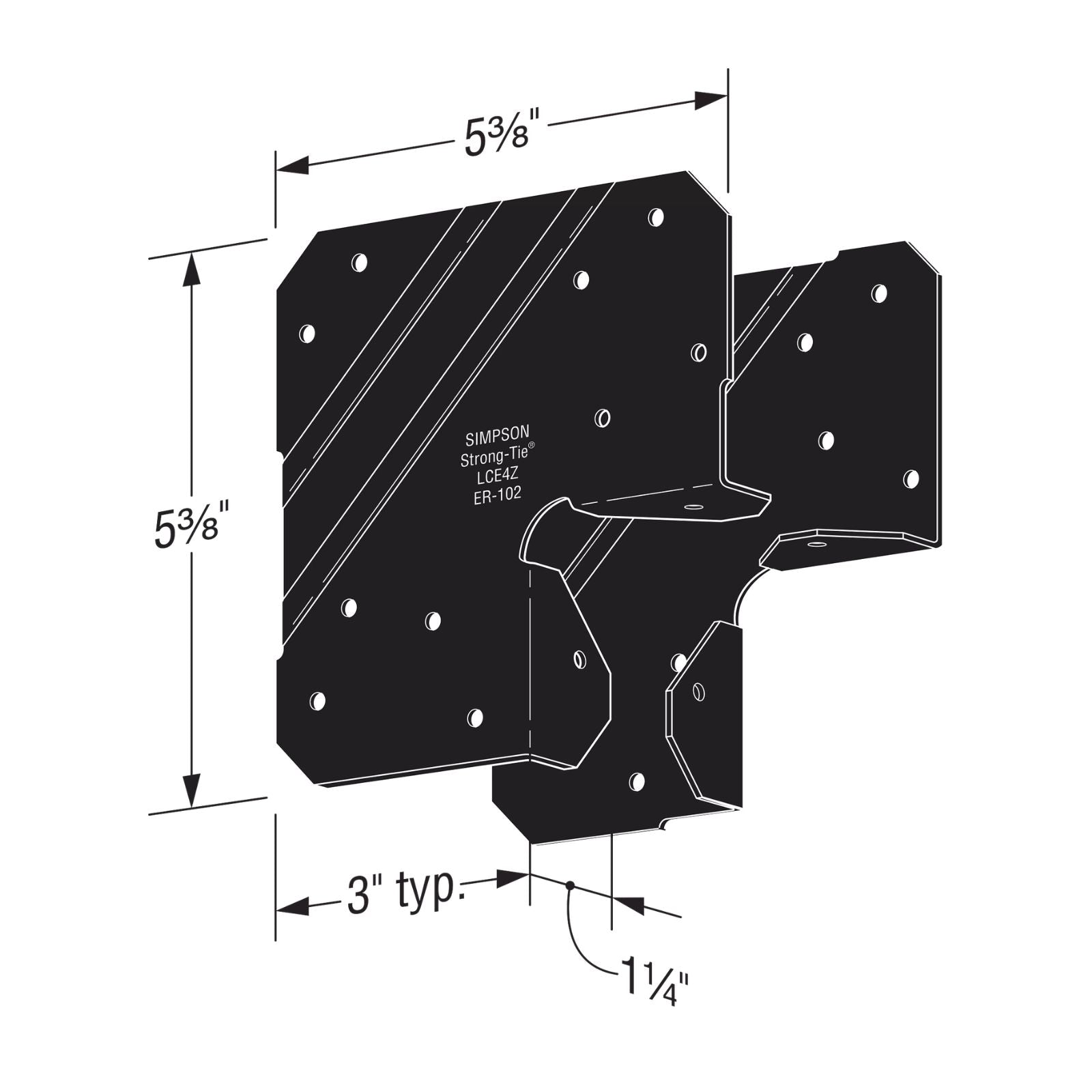 Simpson Strong-Tie LCE4PC Ornamental Light Post Cap For 4x and 6x End Condition - Black Powder Coat, ZMAX Specification 