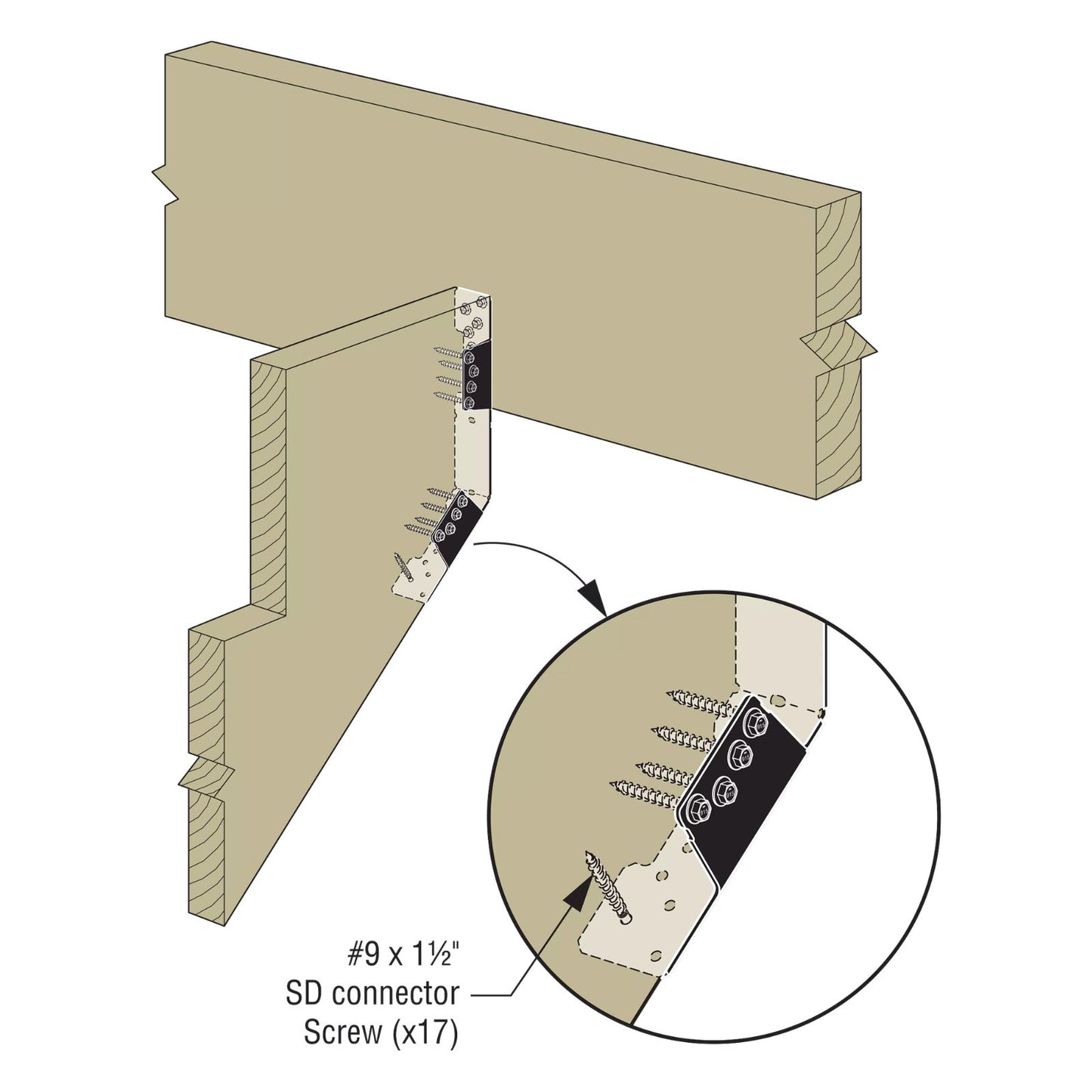 Simpson Strong-Tie LSCPC 18 Gauge Ornamental Adjustable Stringer Connectors - Black Powder Coat, ZMAX
Illustration Installation 