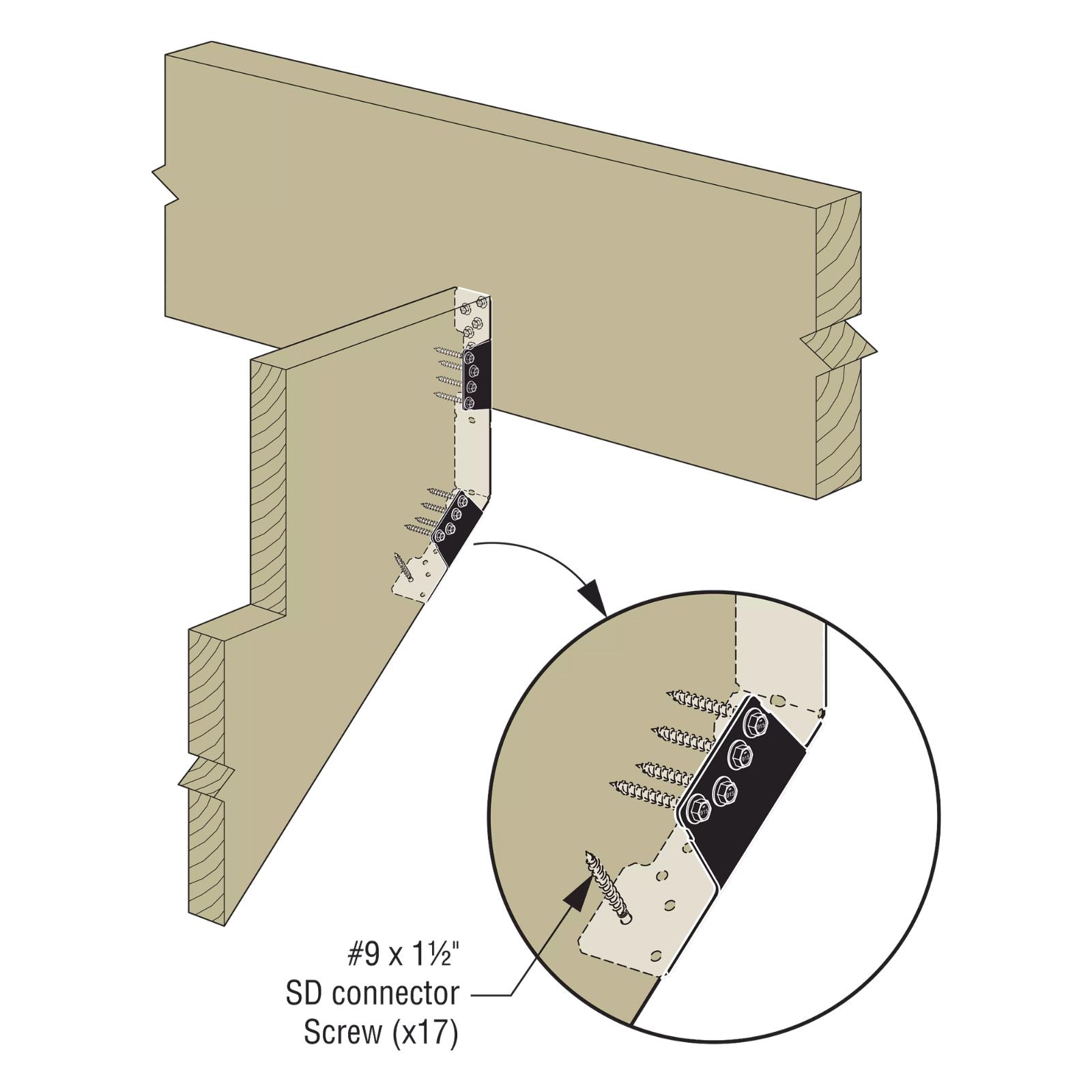 Simpson Strong-Tie LSCPC 18 Gauge Ornamental Adjustable Stringer Connectors - Black Powder Coat, ZMAX
Illustration Installation 
