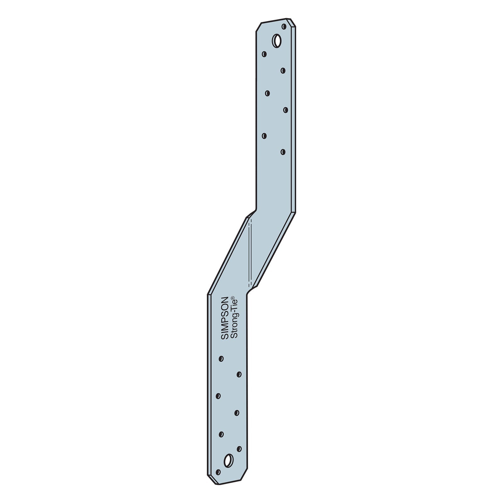 Simpson LTS16-REV 16" Light Twist Strap, Reverse Bend Illustration