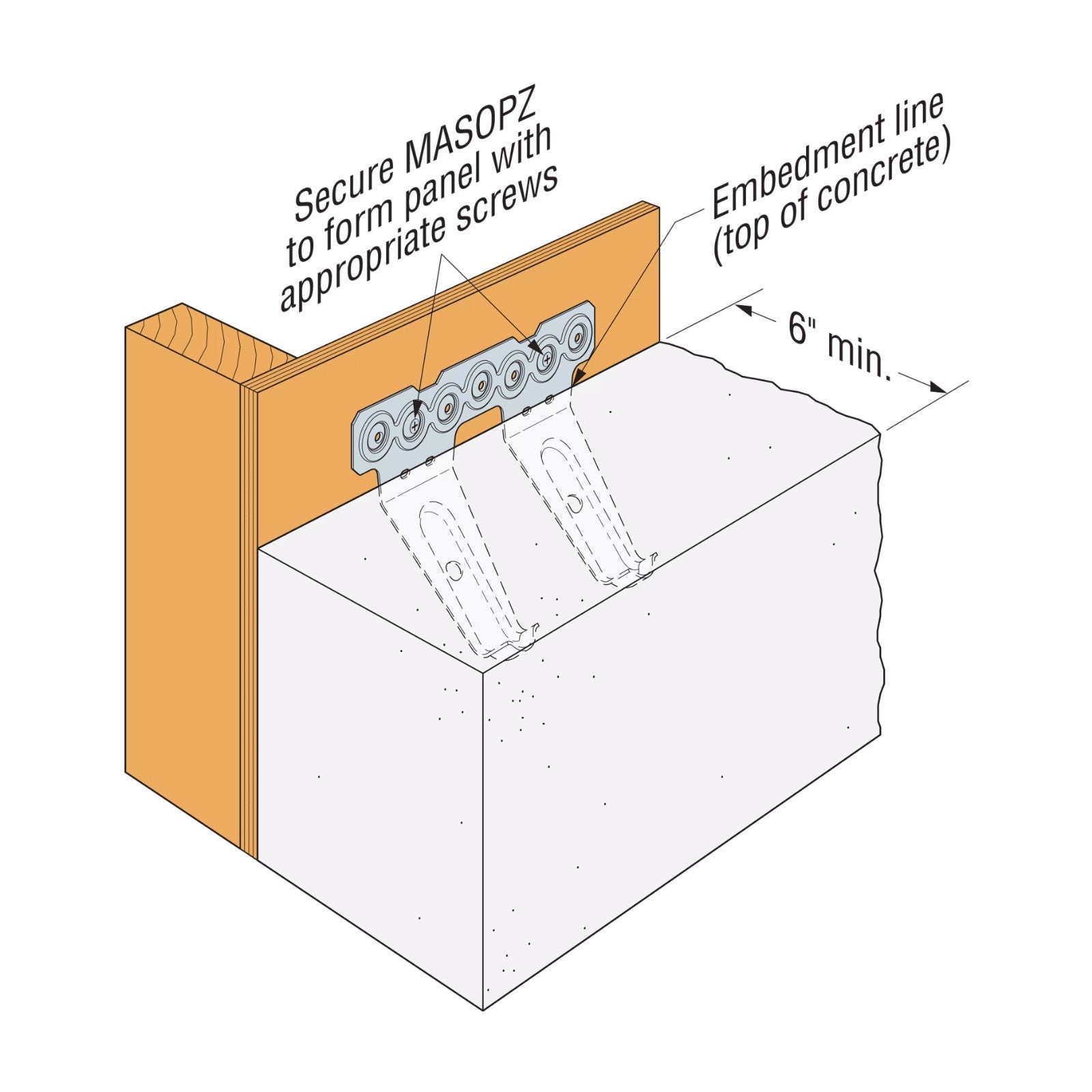 Simpson MASOPZ-R25 MASOPZ Musdill Anchor for Panel Form installation