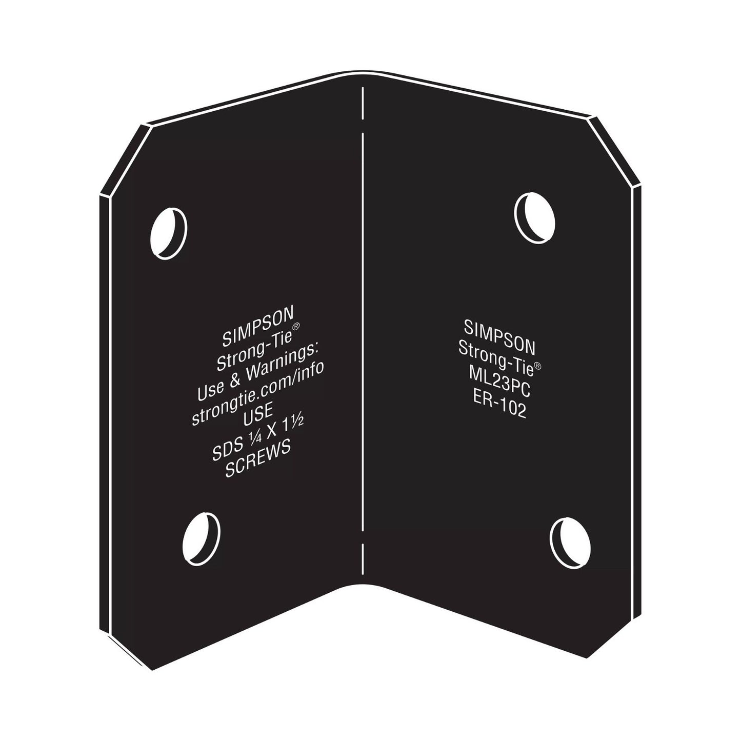 Simpson Strong-Tie ML23PC 12 Gauge 2x3 Medium L Angle - Black Powder Coat, ZMAX Specification