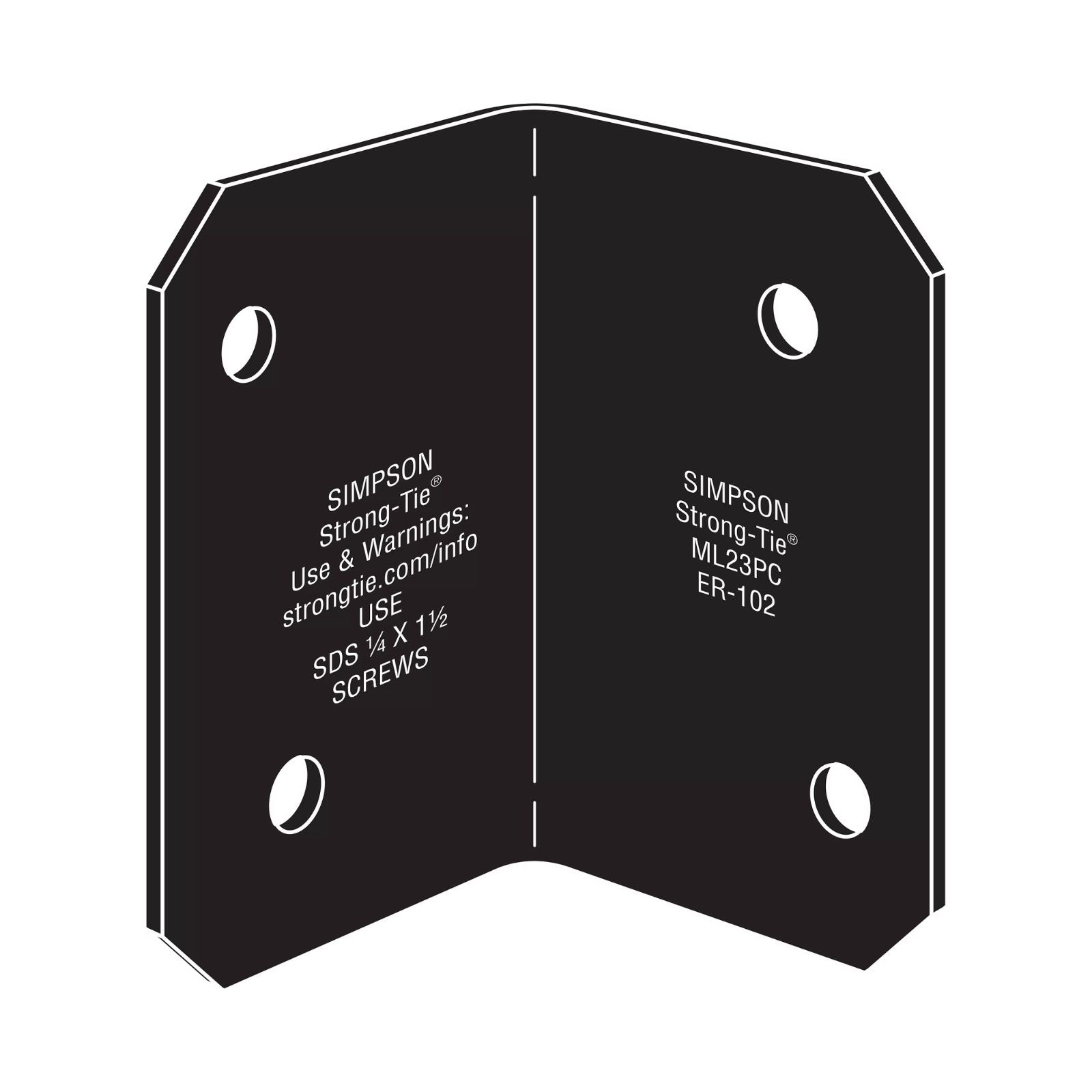 Simpson Strong-Tie ML23PC 12 Gauge 2x3 Medium L Angle - Black Powder Coat, ZMAX Specification
