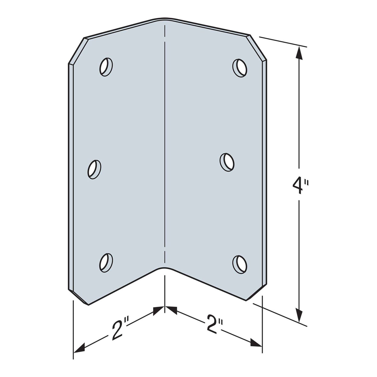 Simpson ML24SS 2" x 4" Medium L Angle Illustration