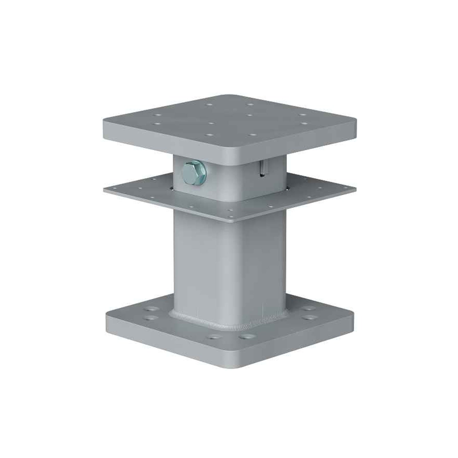 Simpson Strong-Tie Point-Supported Column Connector in gray metal adjustable stand on a white background
