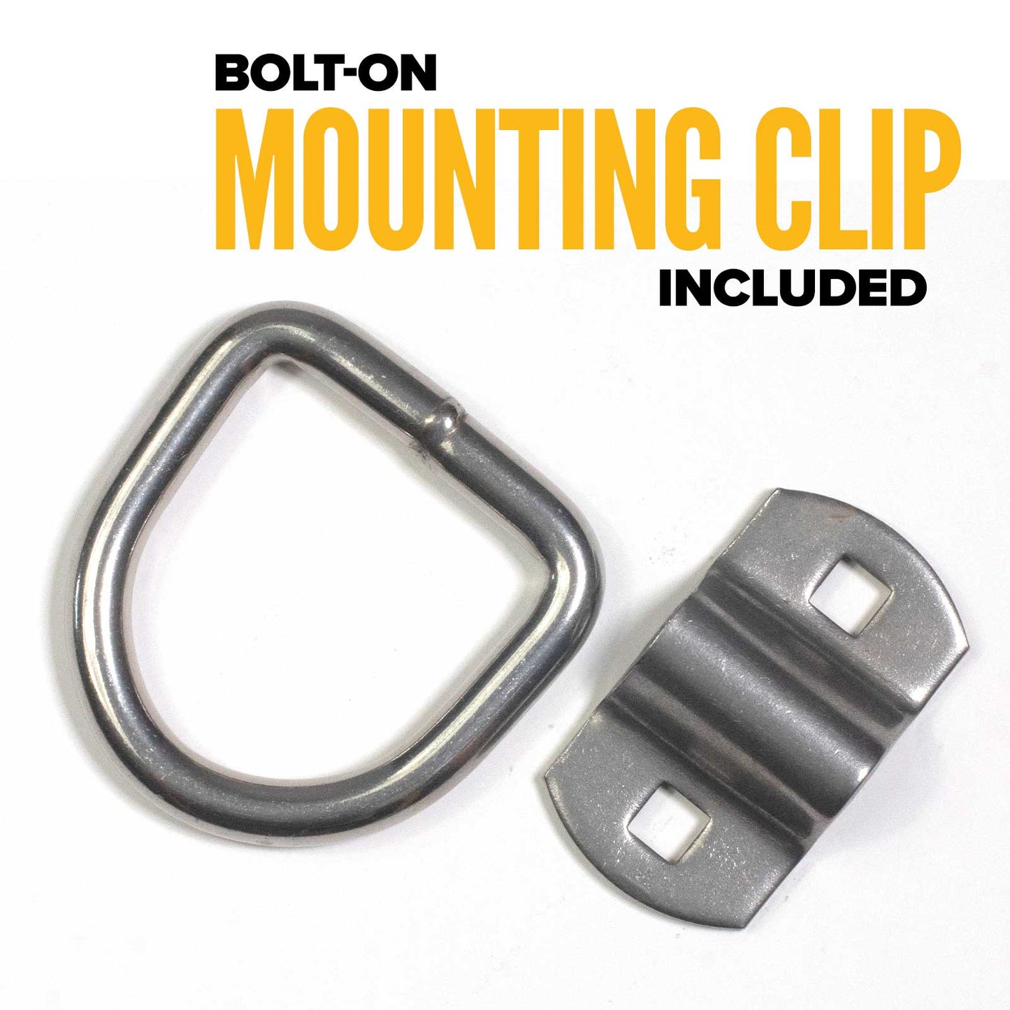 2-5/16" Bolt-On D-Ring with Mounting Bracket - 316 Stainless - 6,000 lbs. BS | 50-Pack