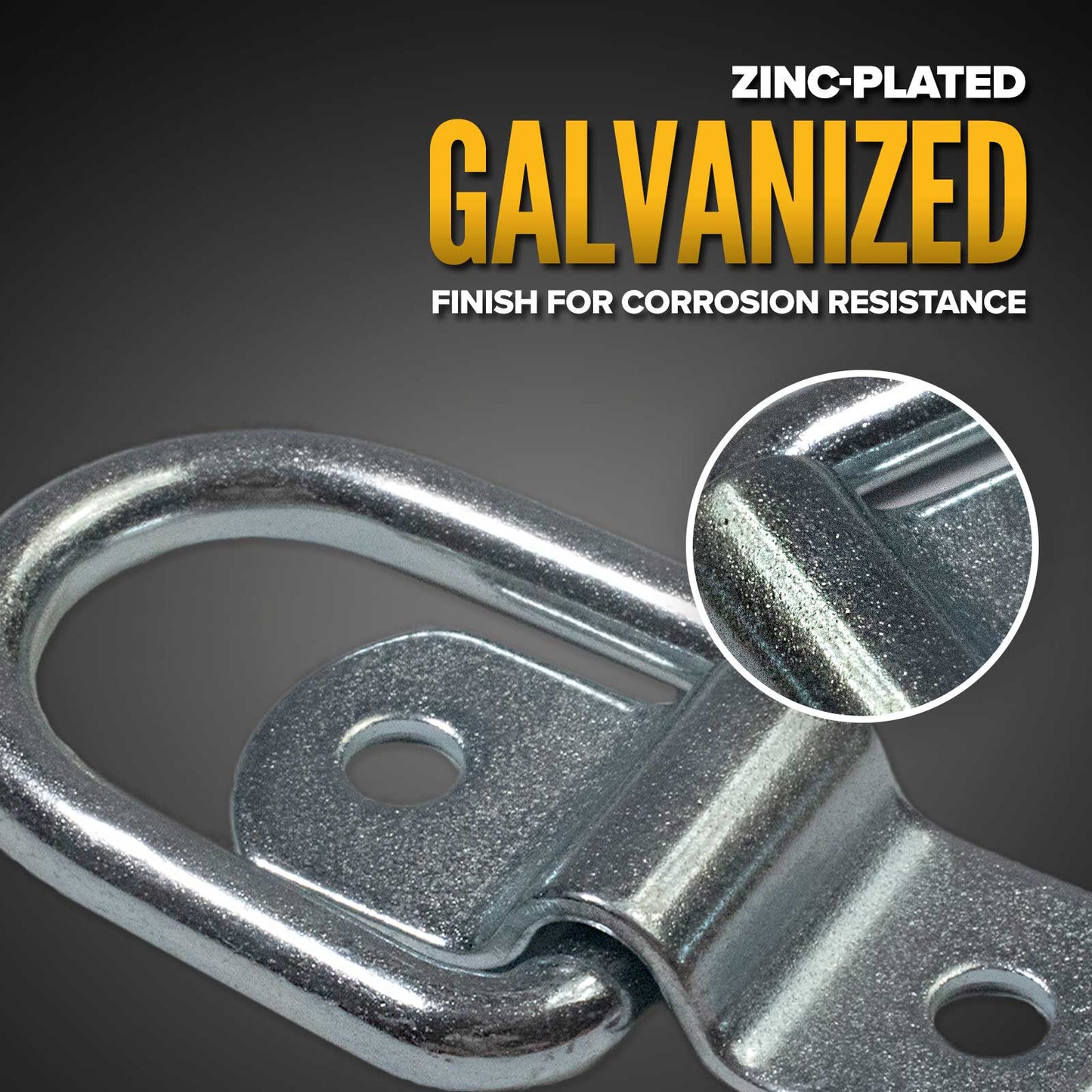 1" Bolt-On D-Ring with Mounting Bracket - Galvanized - 1,200 lbs. BS | 10-Pack